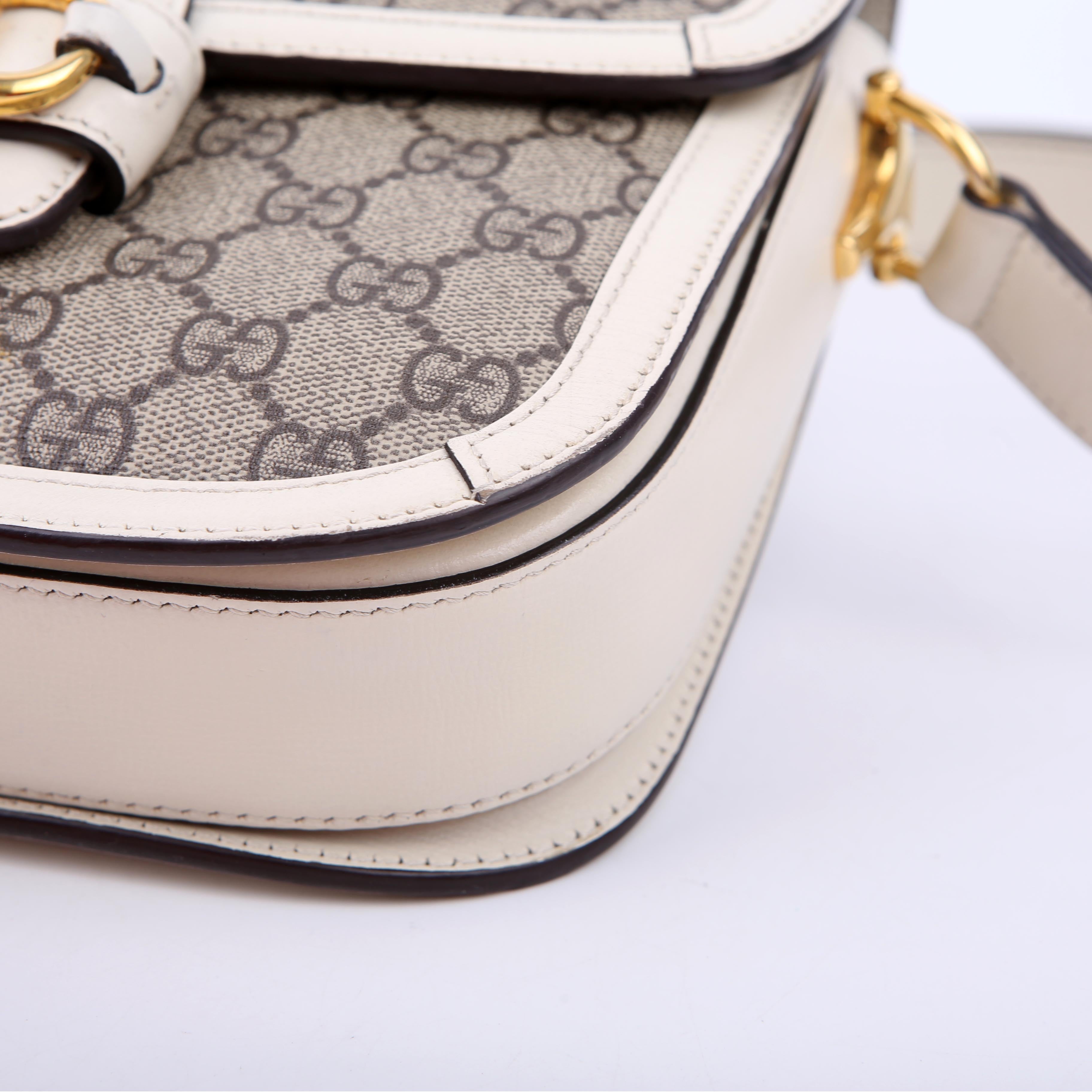 Gucci 602204 1955 Horsebit Shoulder Bag White