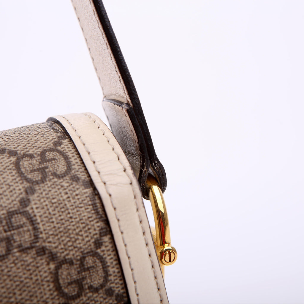 Gucci 602204 1955 Horsebit Shoulder Bag White