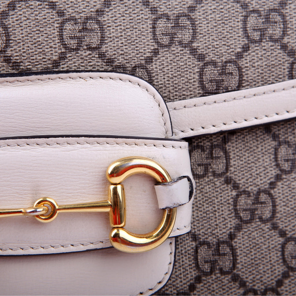 Gucci 602204 1955 Horsebit Shoulder Bag White