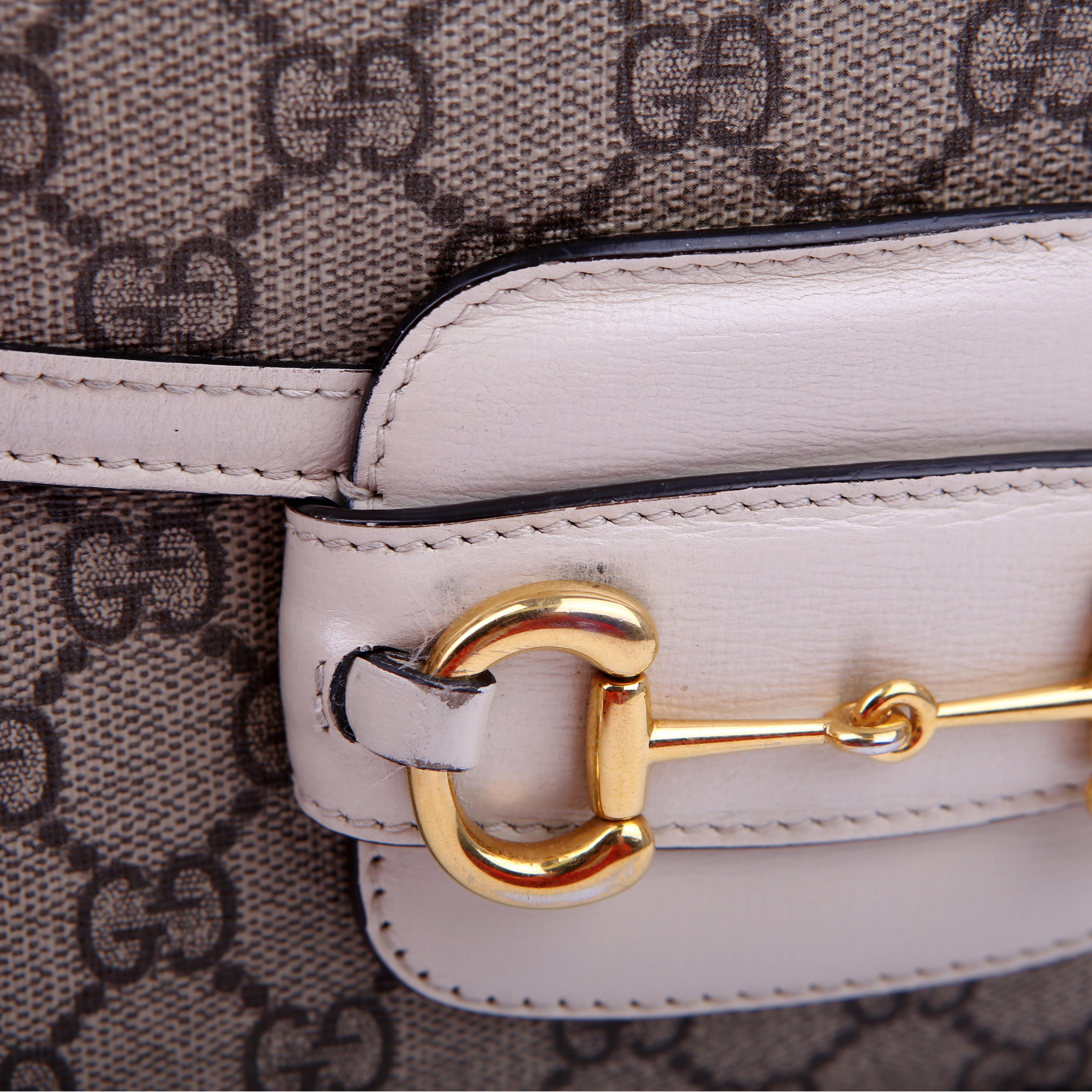 Gucci 602204 1955 Horsebit Shoulder Bag White