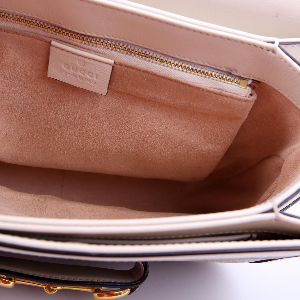 Gucci 602204 1955 Horsebit Shoulder Bag White