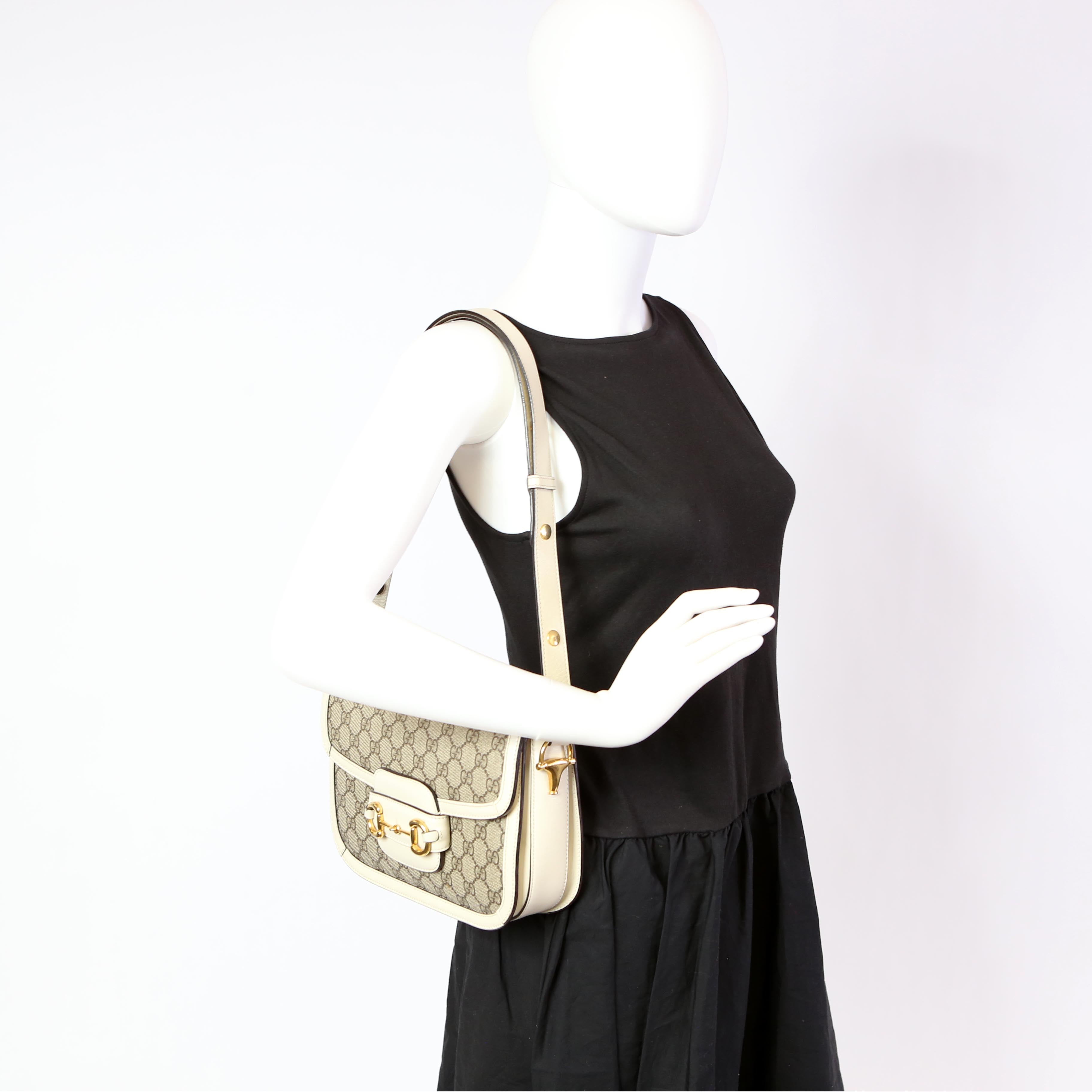 Gucci 602204 1955 Horsebit Shoulder Bag White