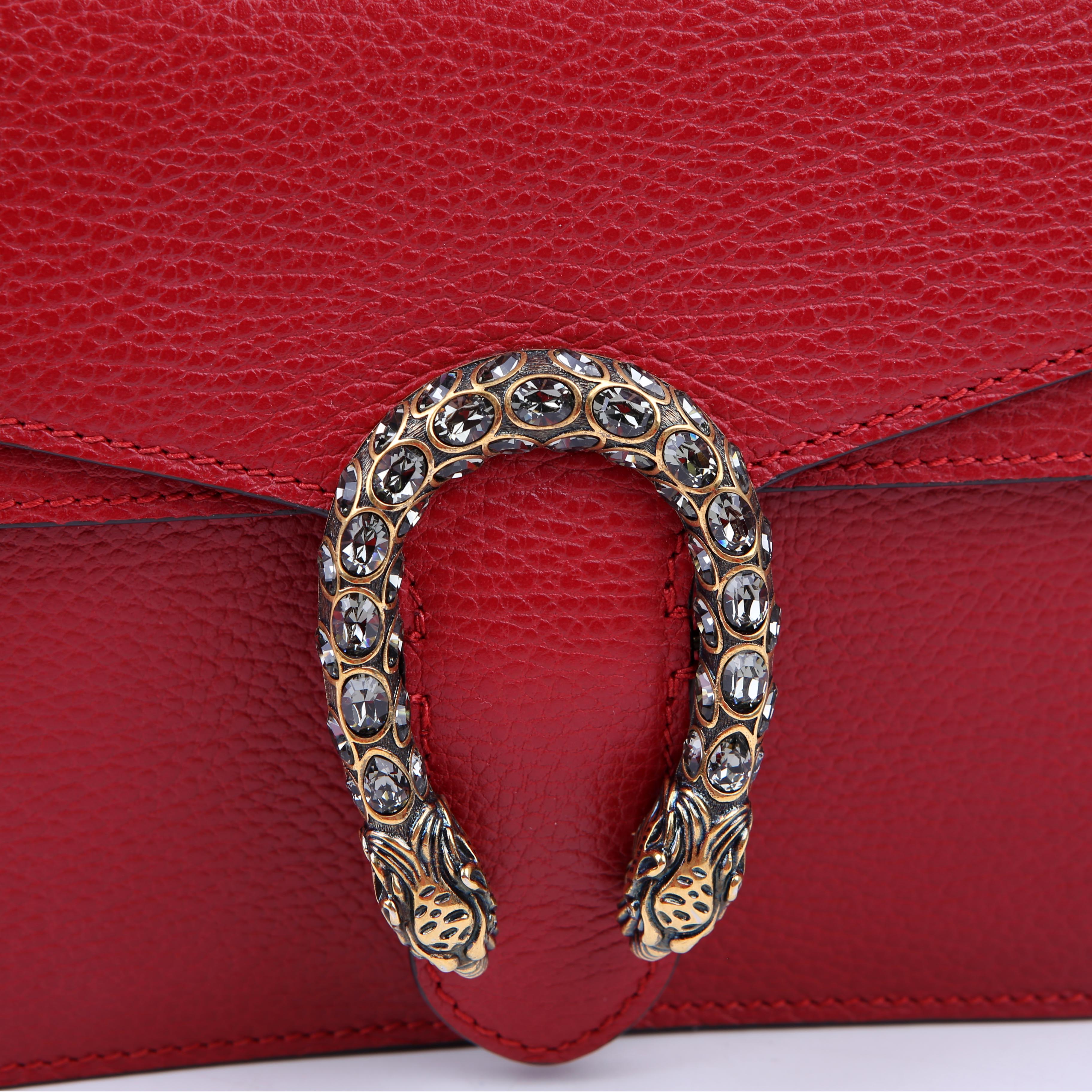 Gucci 400249 Dionysus Leather Shoulder Small Red