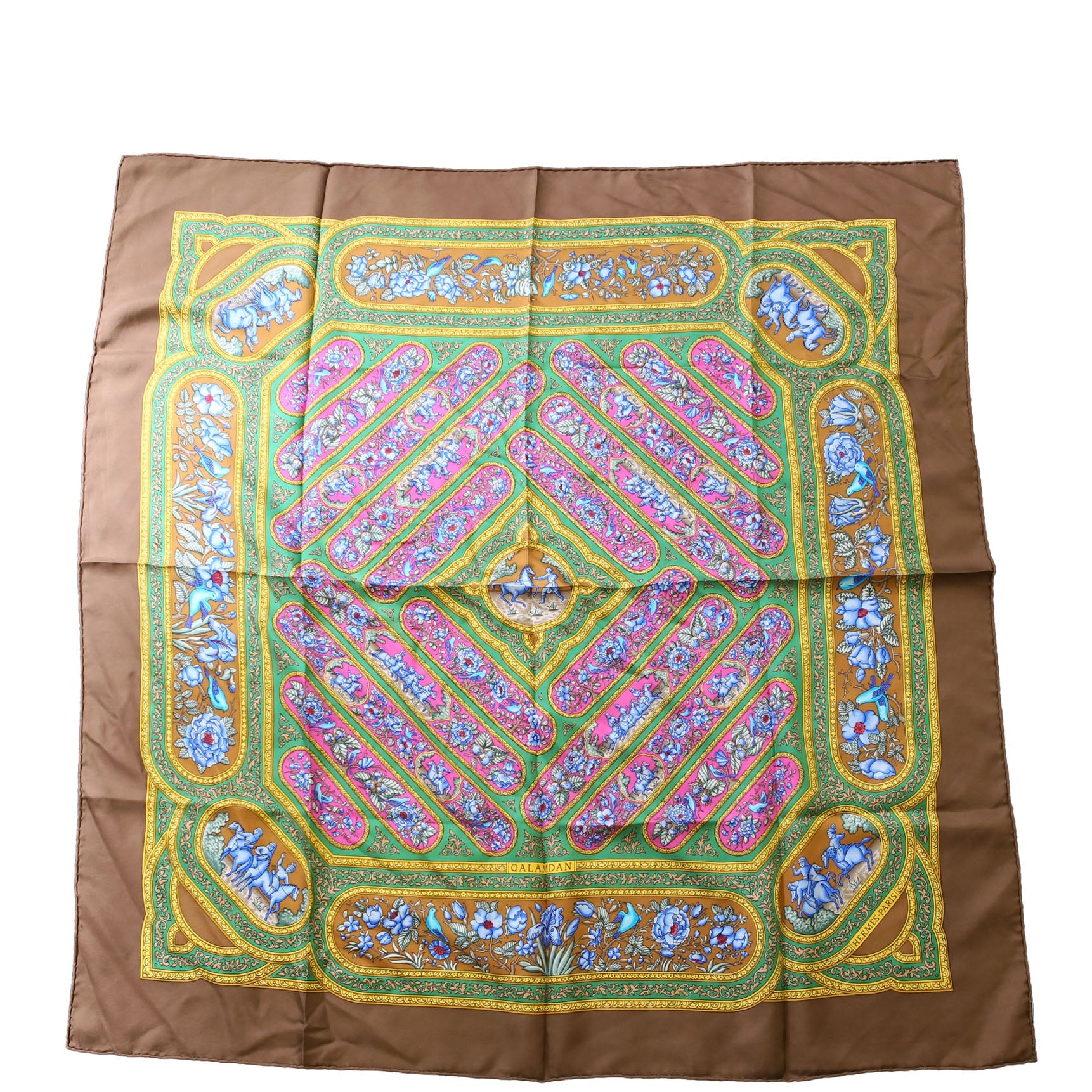Qalamdan 90 Silk Scarf Brown/Multicolor