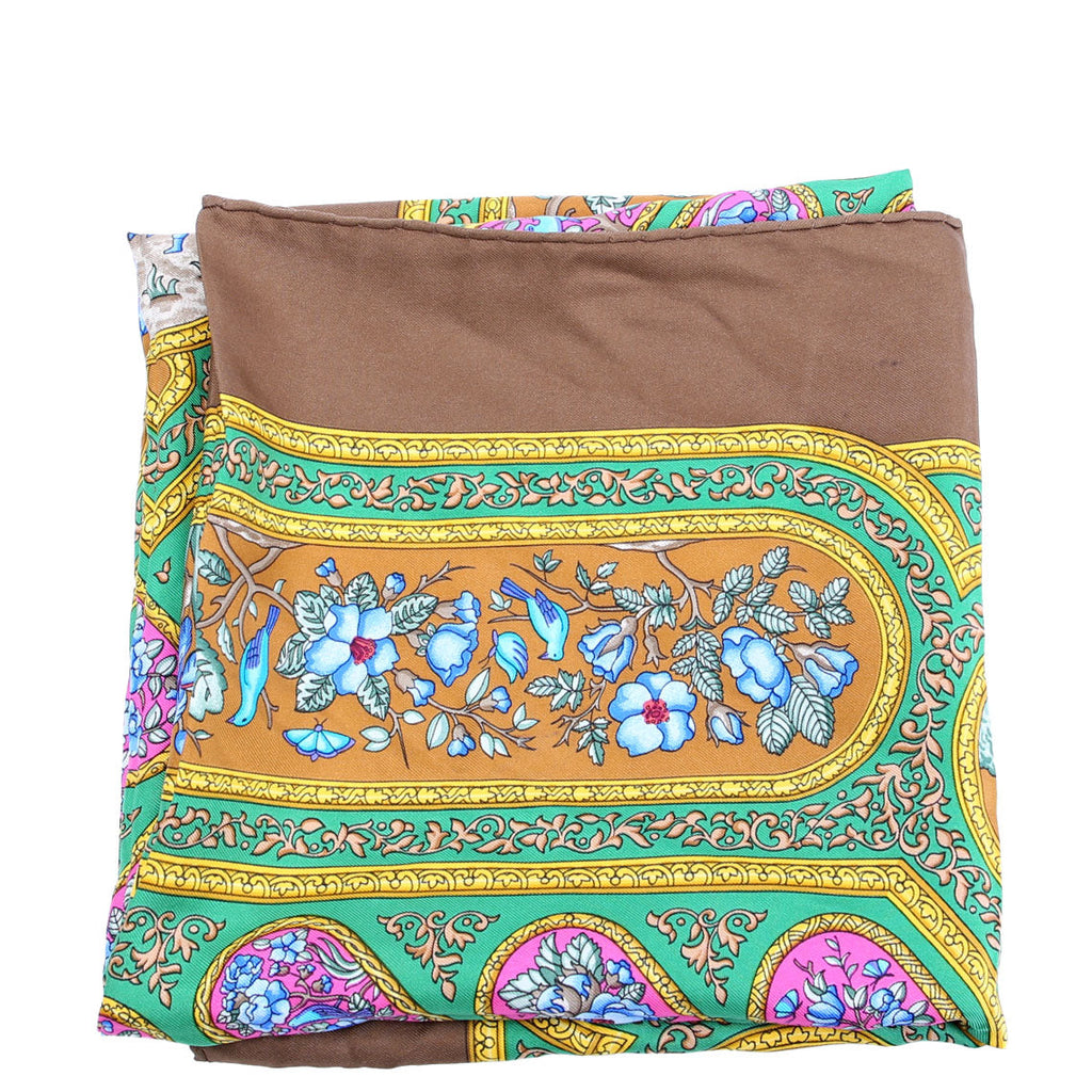 Qalamdan 90 Silk Scarf Brown/Multicolor