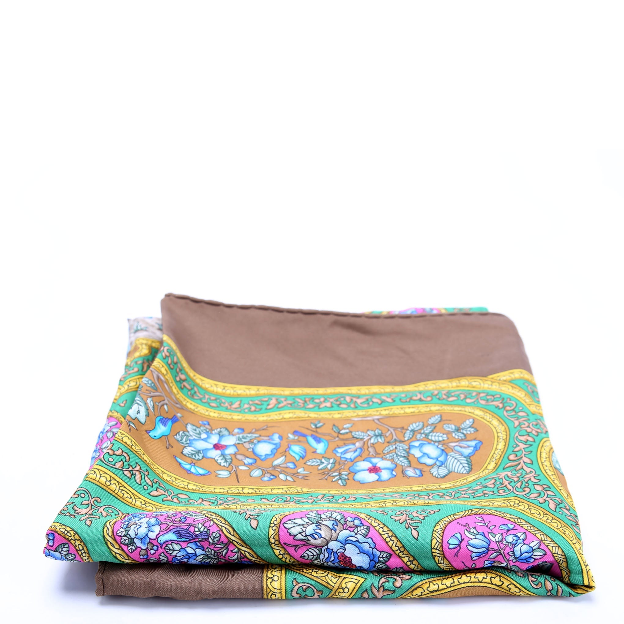 Qalamdan 90 Silk Scarf Brown/Multicolor
