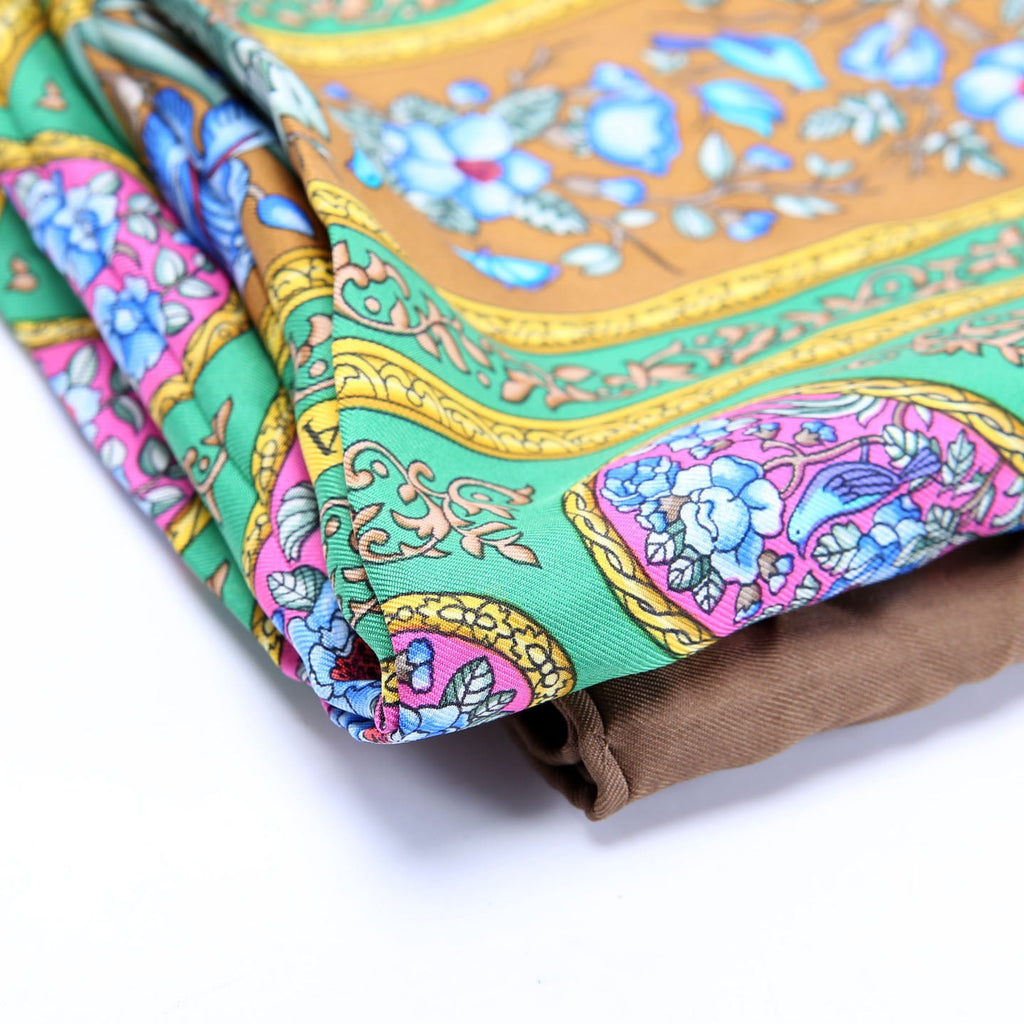 Qalamdan 90 Silk Scarf Brown/Multicolor