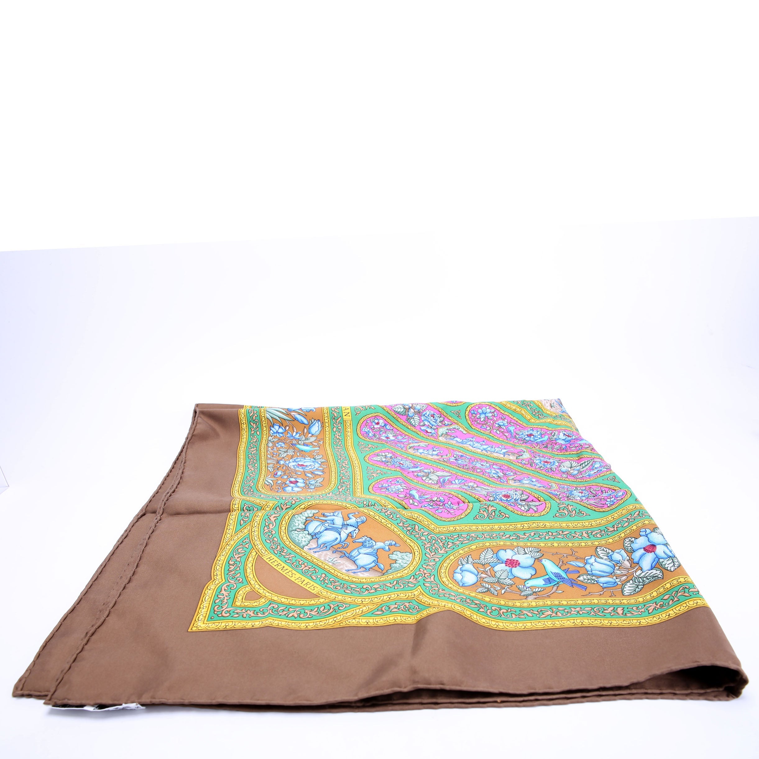 Qalamdan 90 Silk Scarf Brown/Multicolor