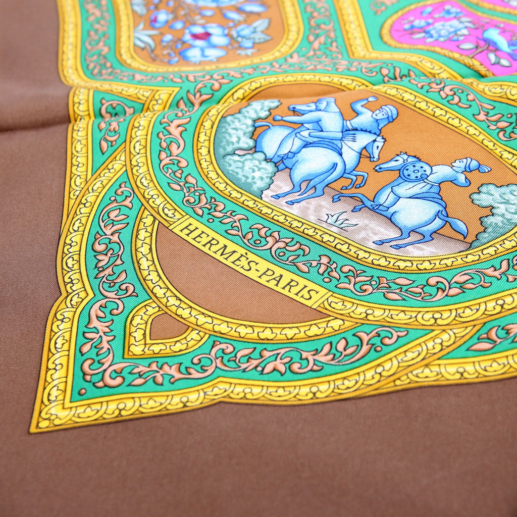Qalamdan 90 Silk Scarf Brown/Multicolor