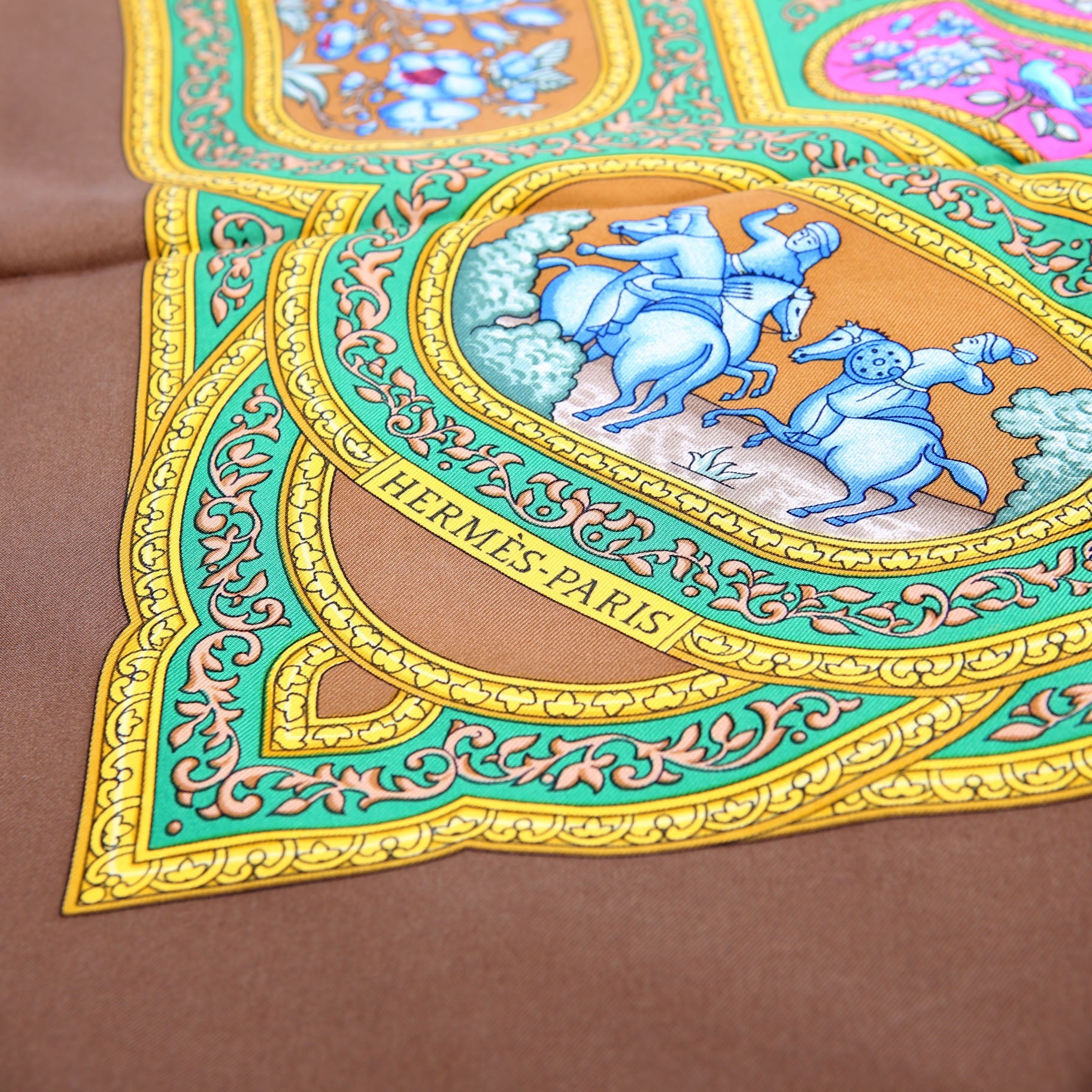 Qalamdan 90 Silk Scarf Brown/Multicolor