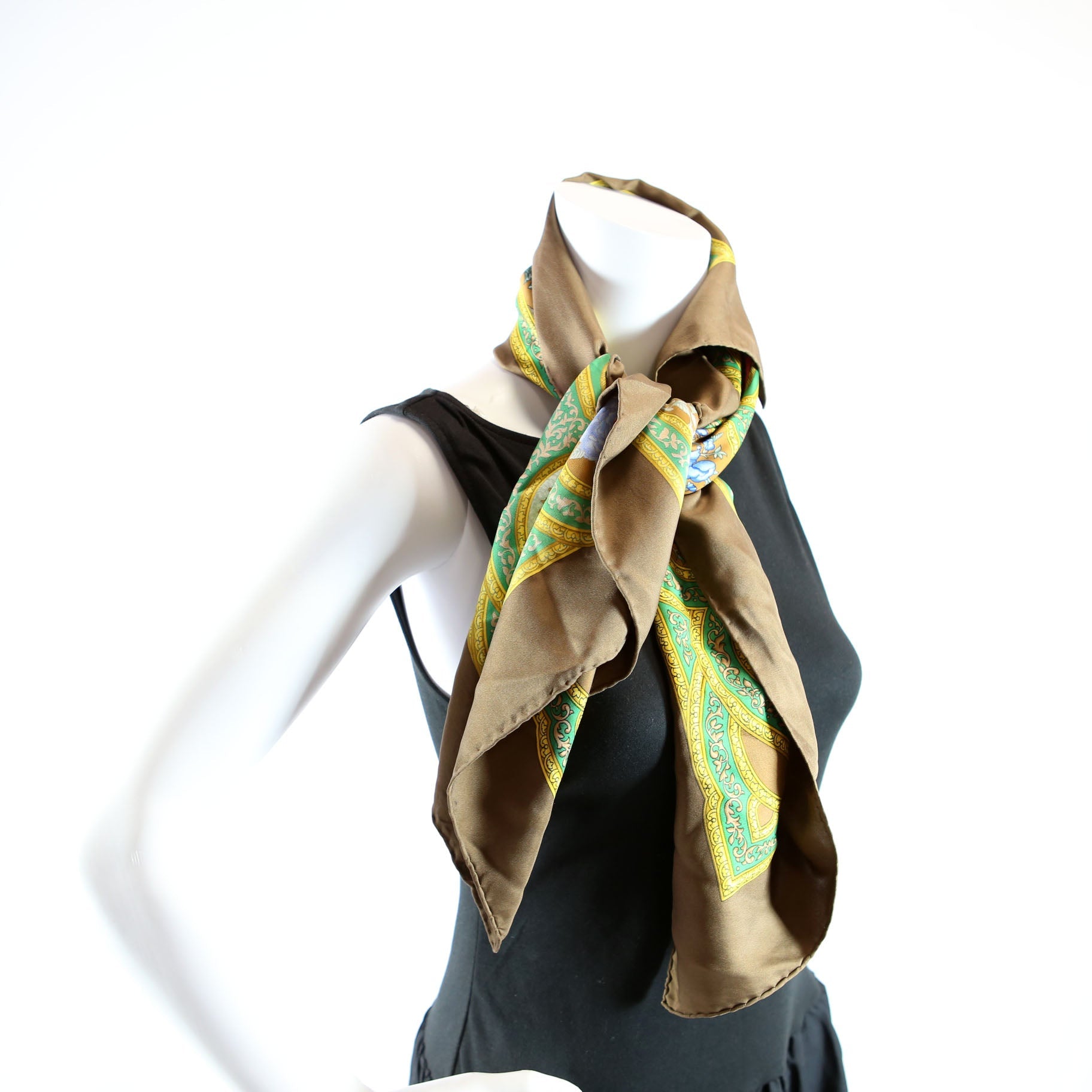Qalamdan 90 Silk Scarf Brown/Multicolor