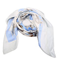 Confidents Des Coeurs 90 Silk Scarf Blue/Grey