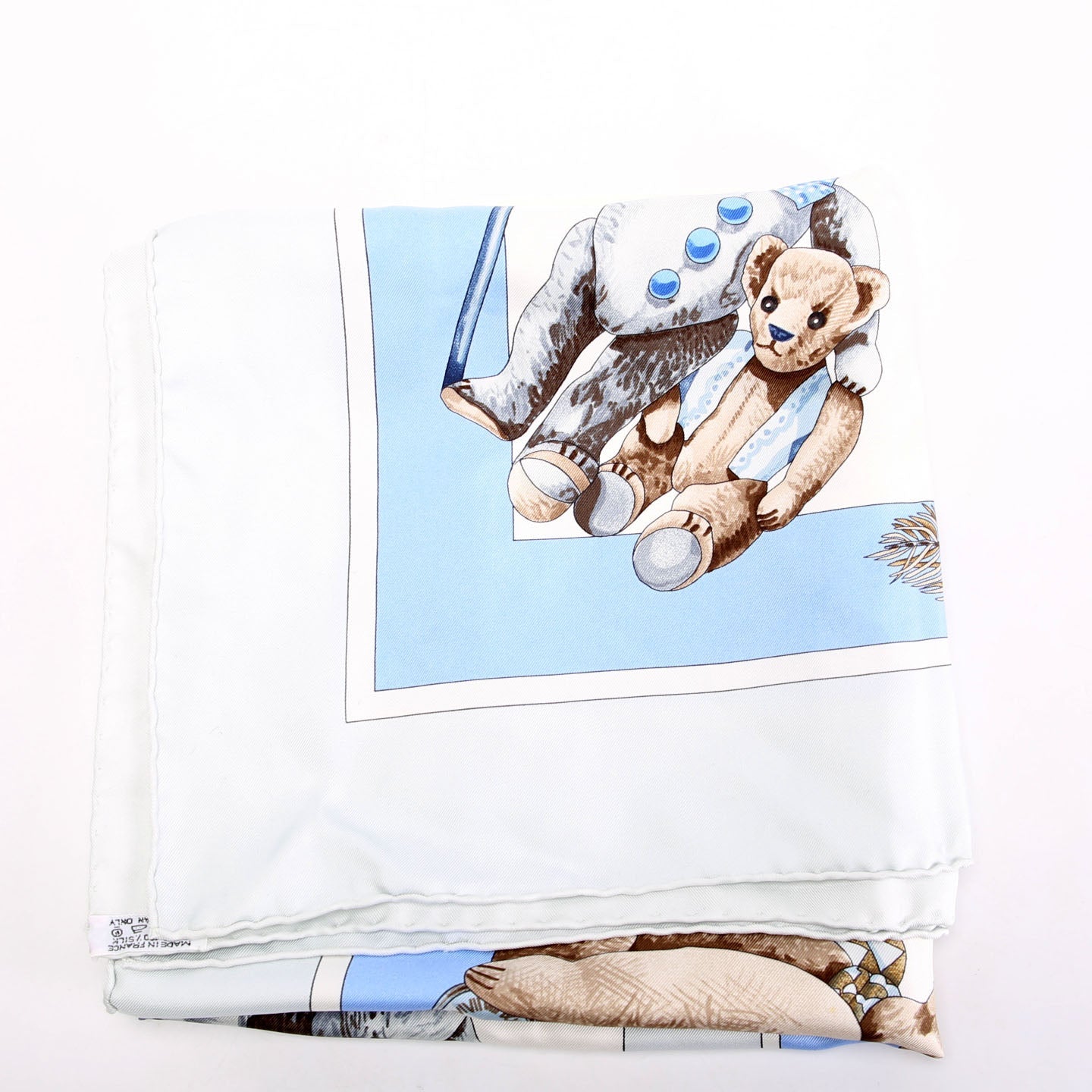 Confidents Des Coeurs 90 Silk Scarf Blue/Grey