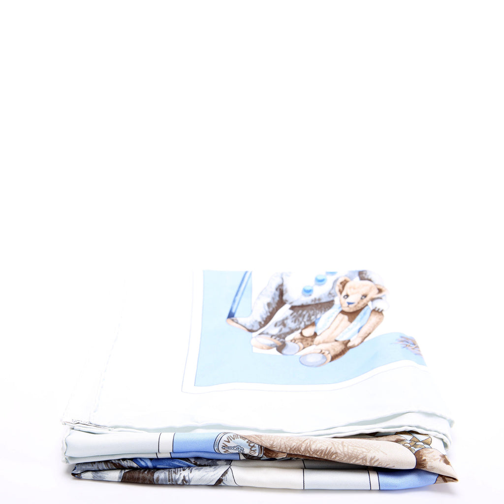 Confidents Des Coeurs 90 Silk Scarf Blue/Grey