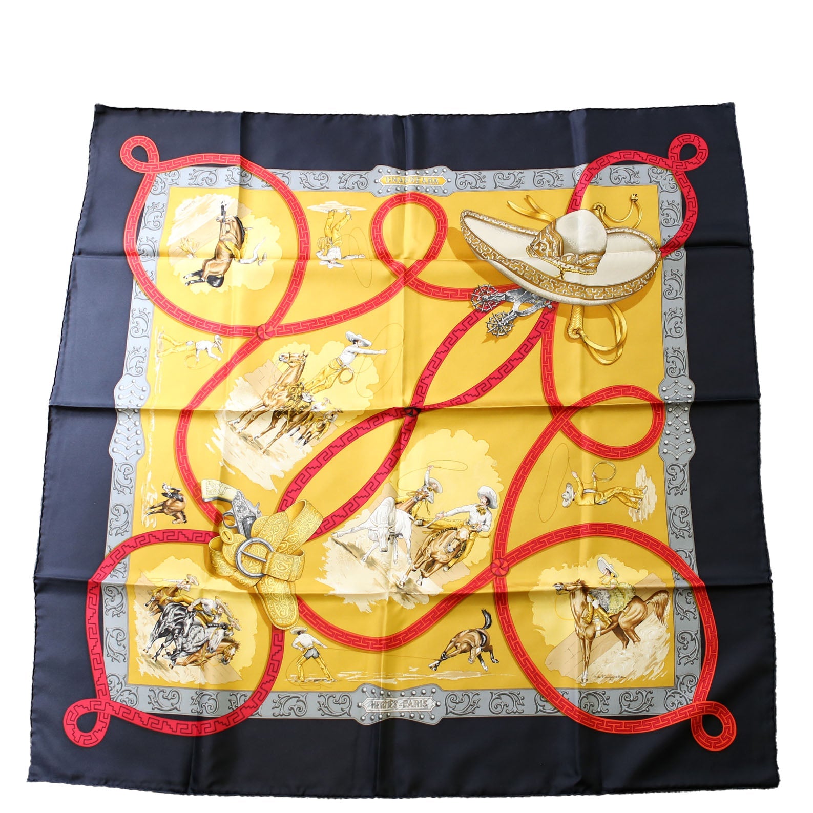 Charreada 90 Silk Scarf Navy/Multicolor