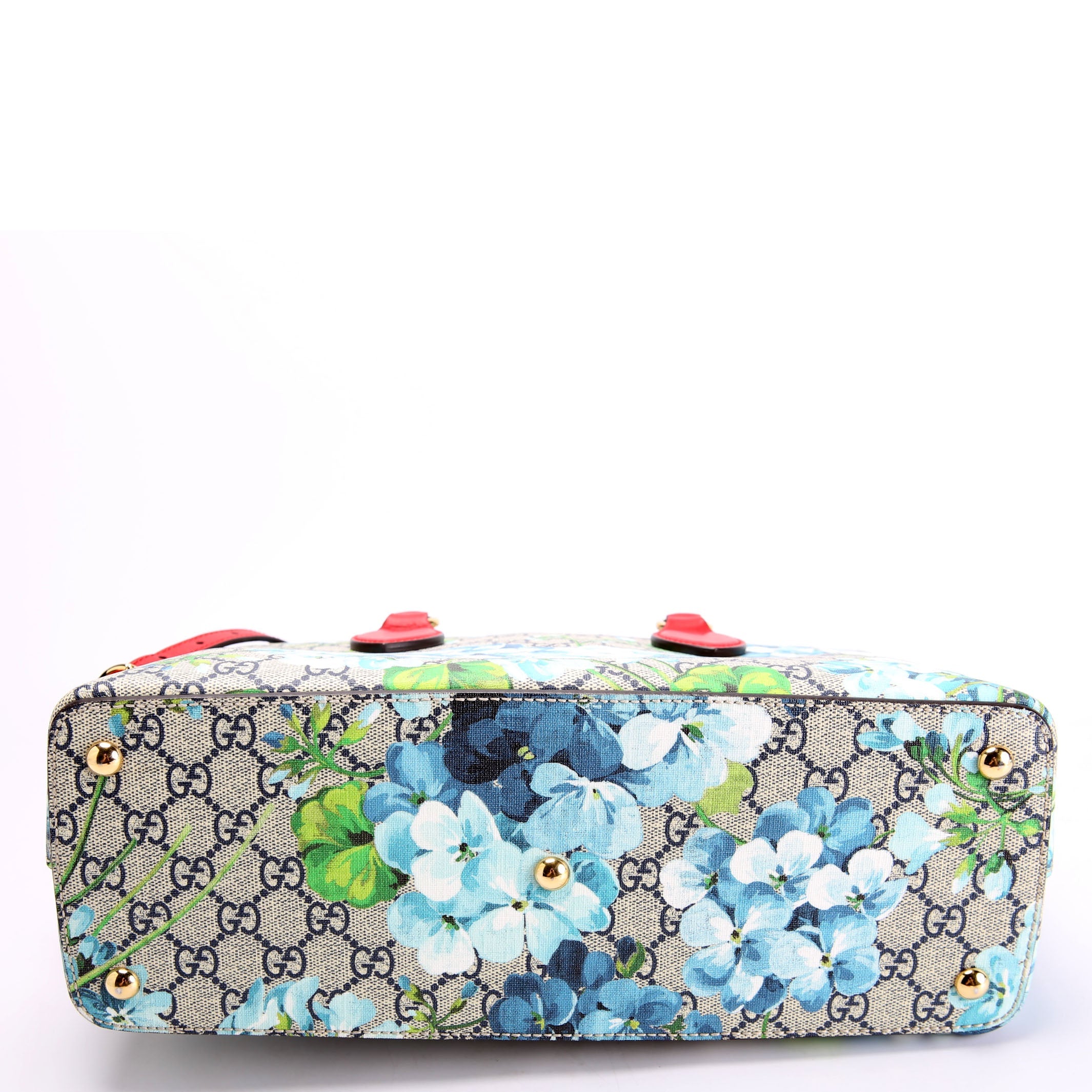 409534 GG Blooms Small Zip Tote Red/Blue
