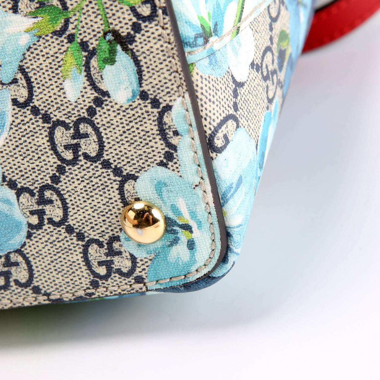 409534 GG Blooms Small Zip Tote Red/Blue