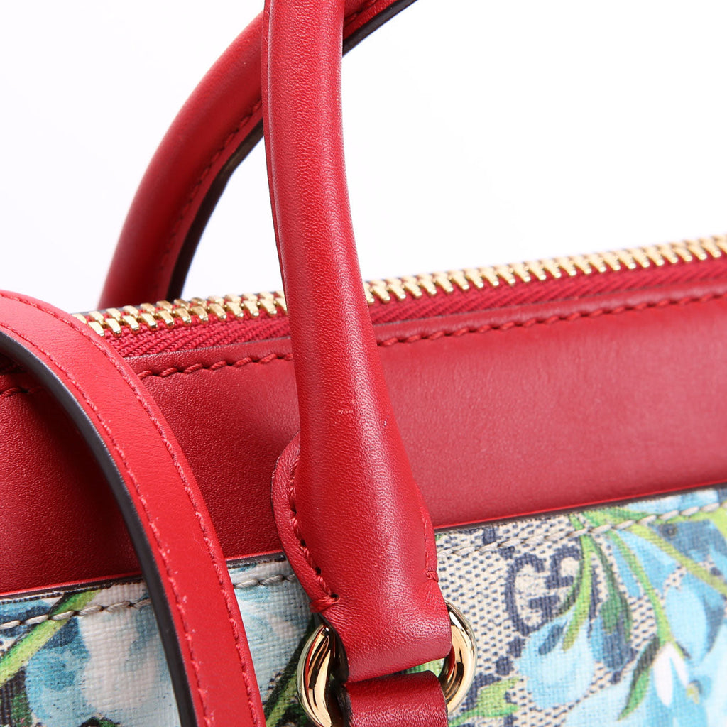 409534 GG Blooms Small Zip Tote Red/Blue