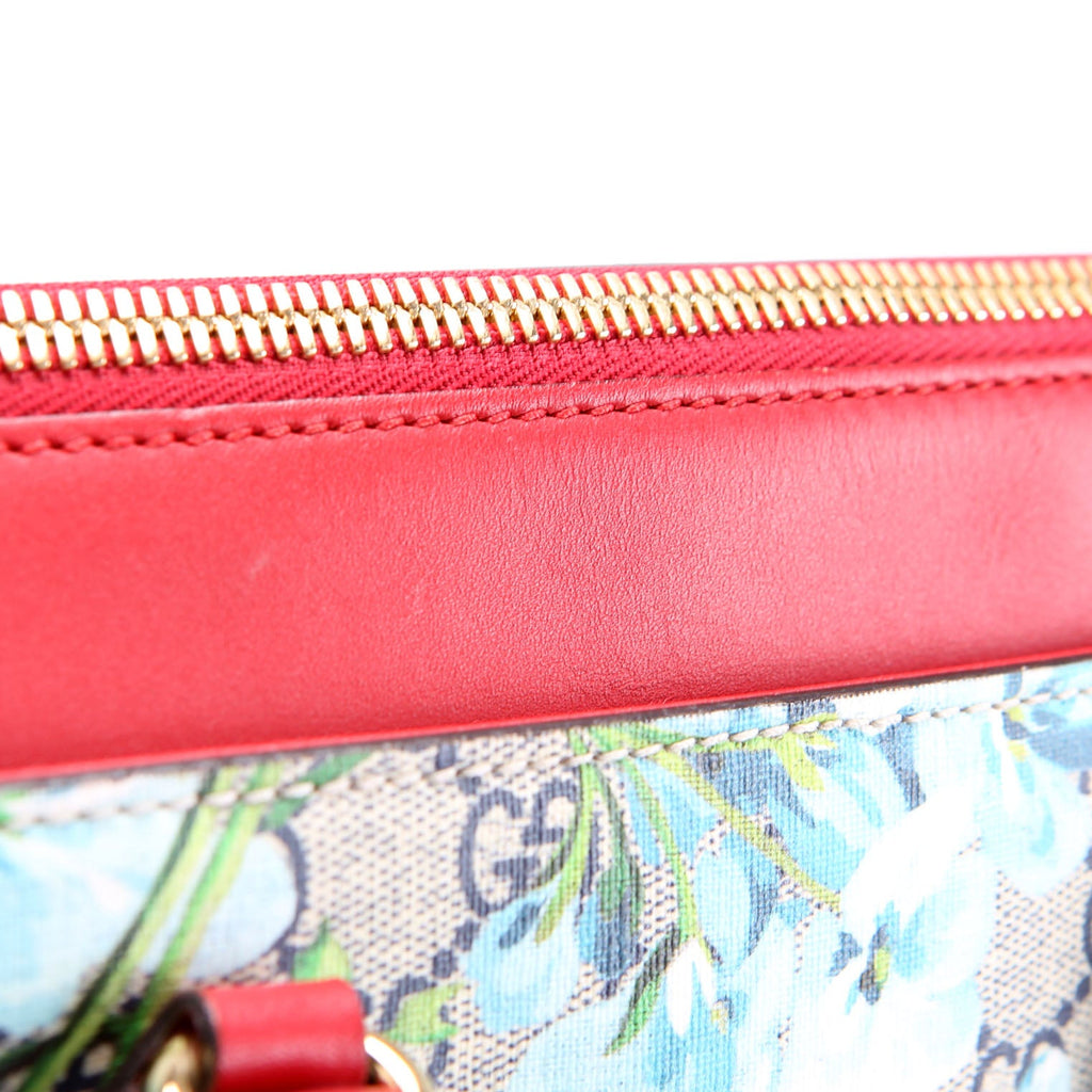409534 GG Blooms Small Zip Tote Red/Blue