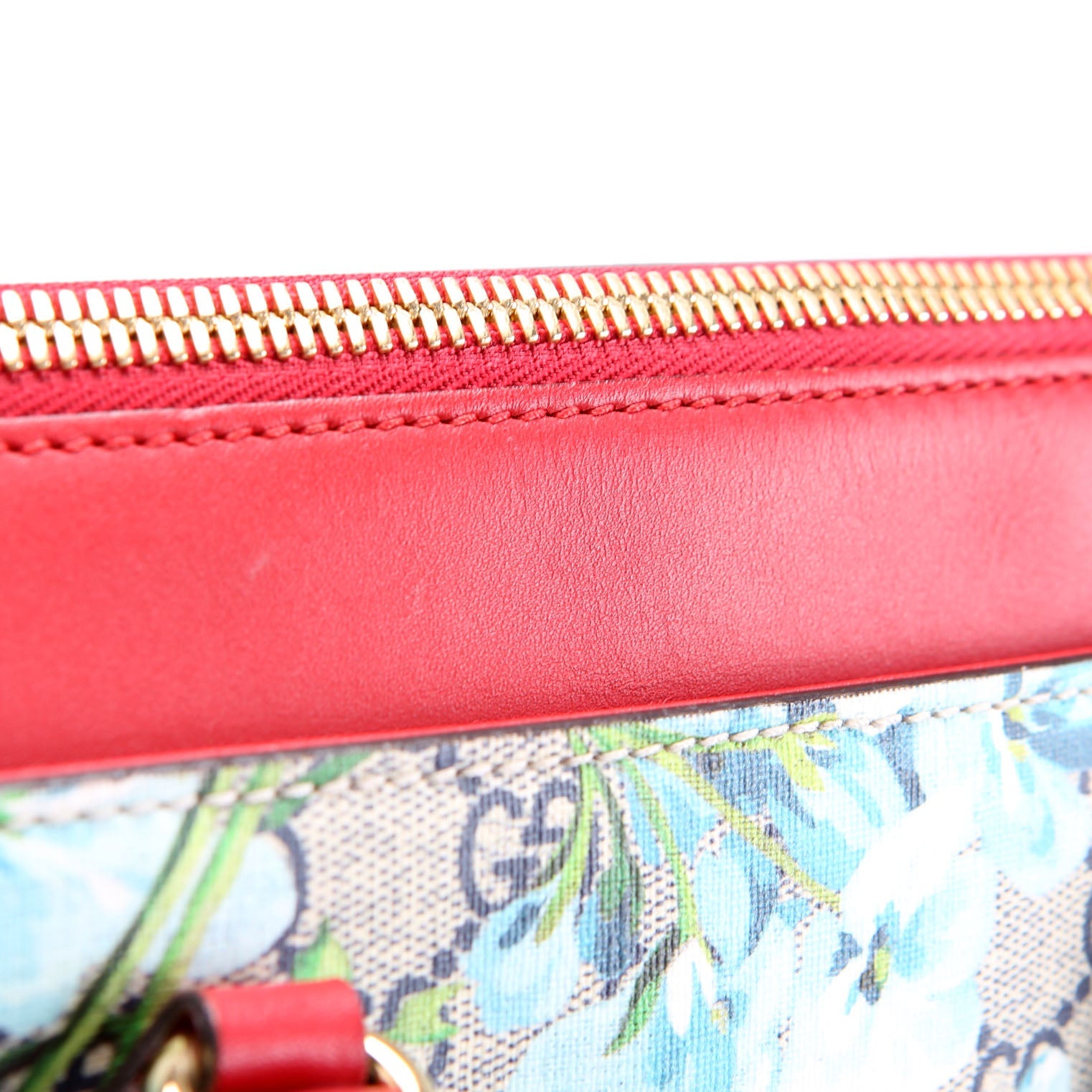 409534 GG Blooms Small Zip Tote Red/Blue