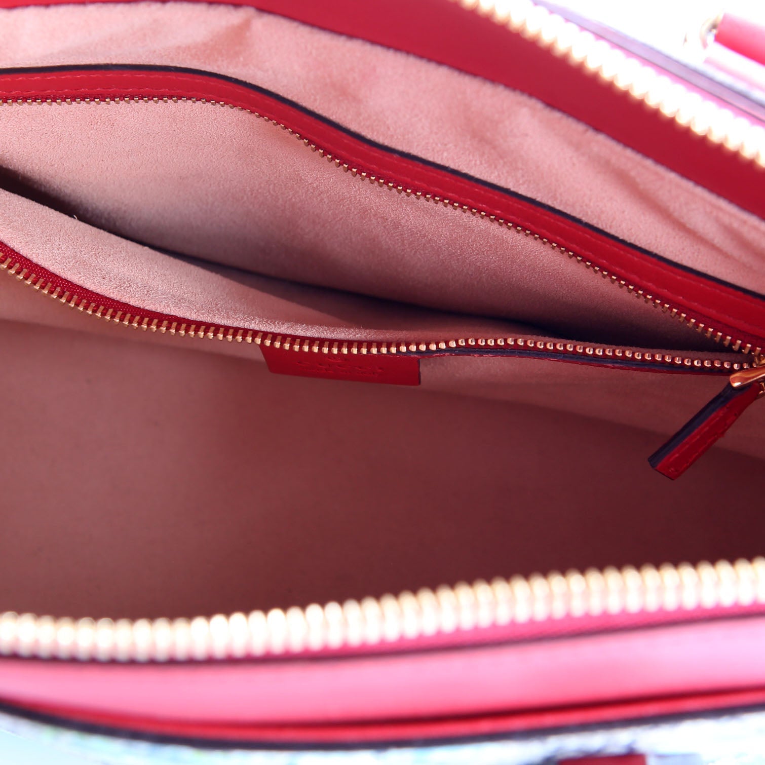 409534 GG Blooms Small Zip Tote Red/Blue
