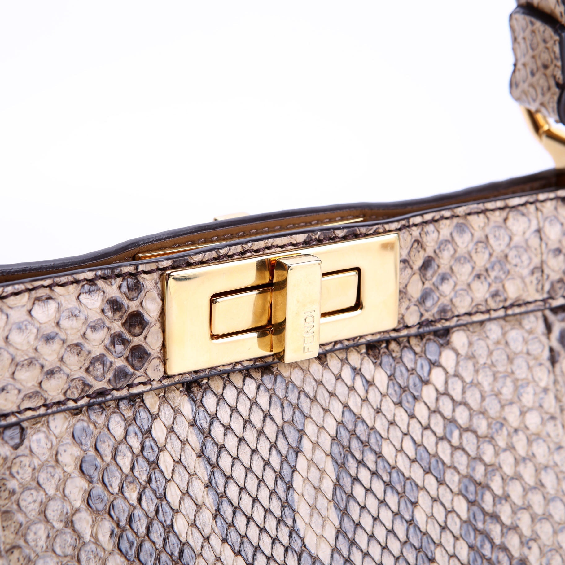 Fendi 8BN331 Peekaboo Iseeu Stretch Python Brown