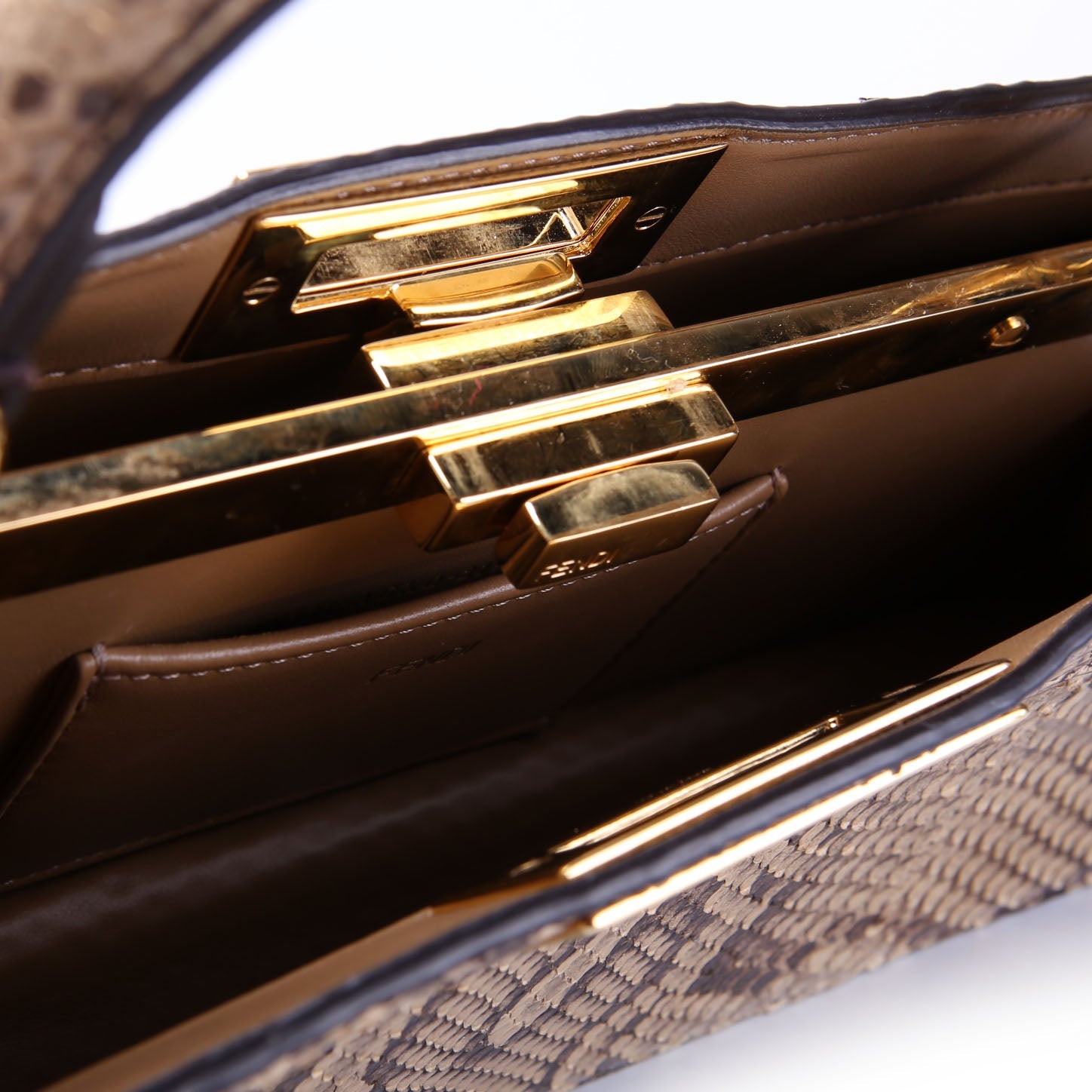 Fendi 8BN331 Peekaboo Iseeu Stretch Python Brown