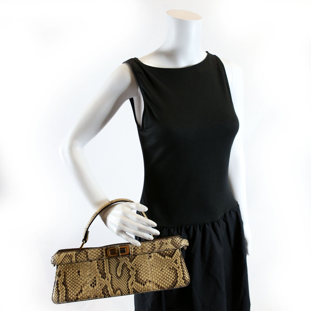 Fendi 8BN331 Peekaboo Iseeu Stretch Python Brown