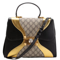 Gucci 476435 GG Supreme/Leather Osiride Medium Top Handle Bag Black