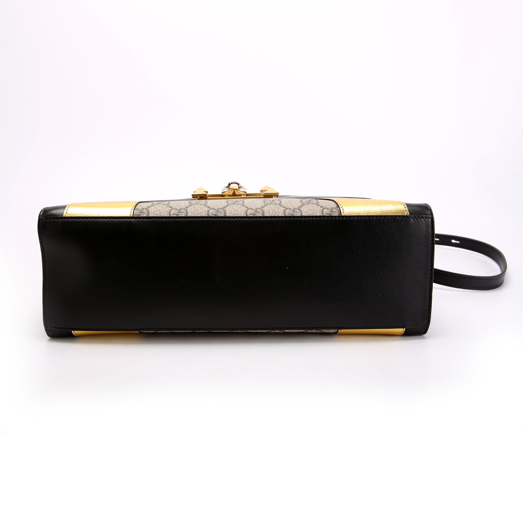 Gucci 476435 GG Supreme/Leather Osiride Medium Top Handle Bag Black