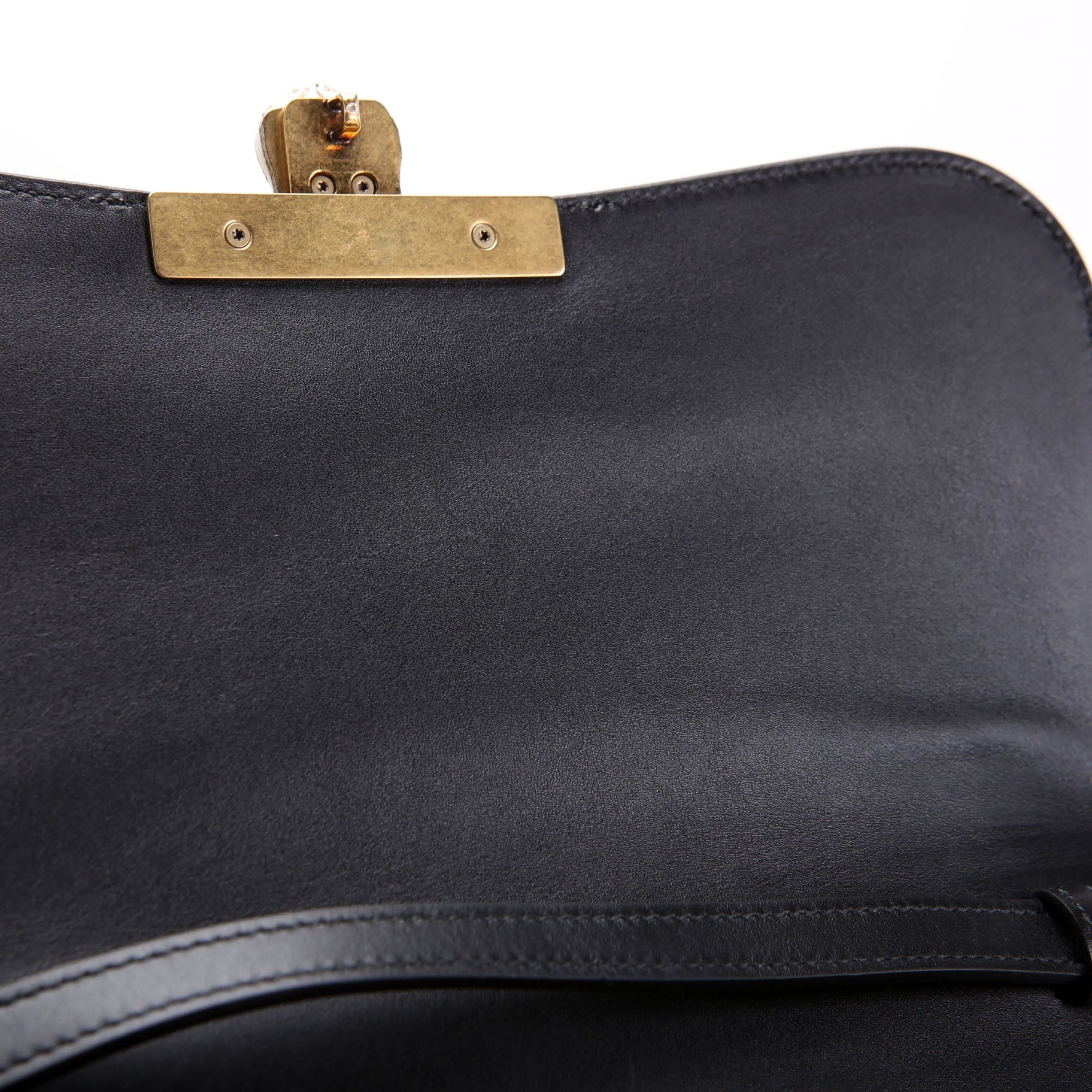 Gucci 476435 GG Supreme/Leather Osiride Medium Top Handle Bag Black