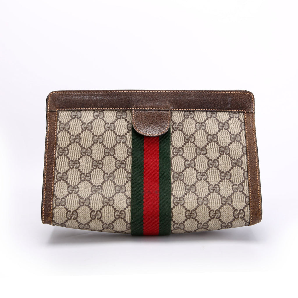 67.014.2125 FF Canvas Sherry Line Clutch Vintage Brown