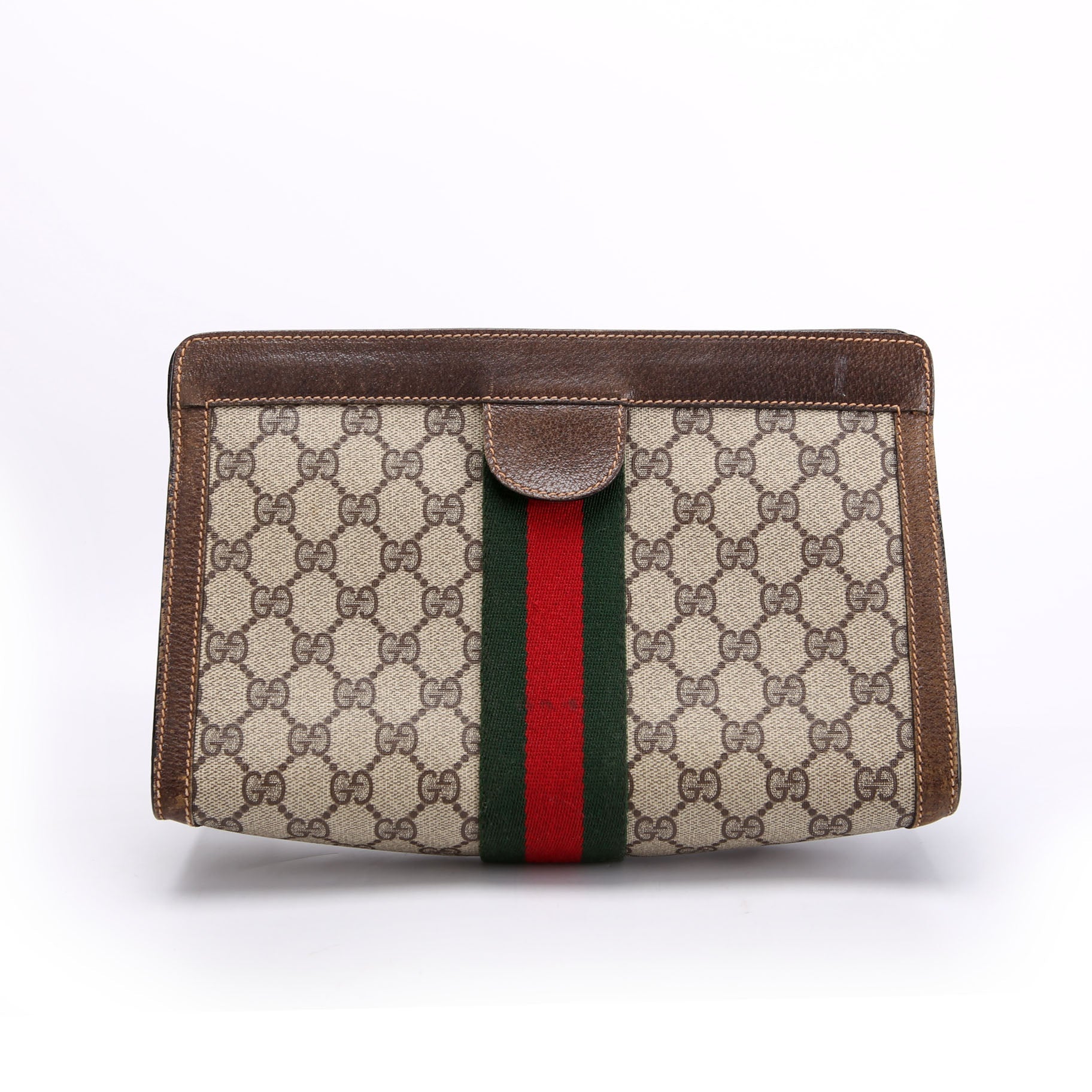 67.014.2125 FF Canvas Sherry Line Clutch Vintage Brown