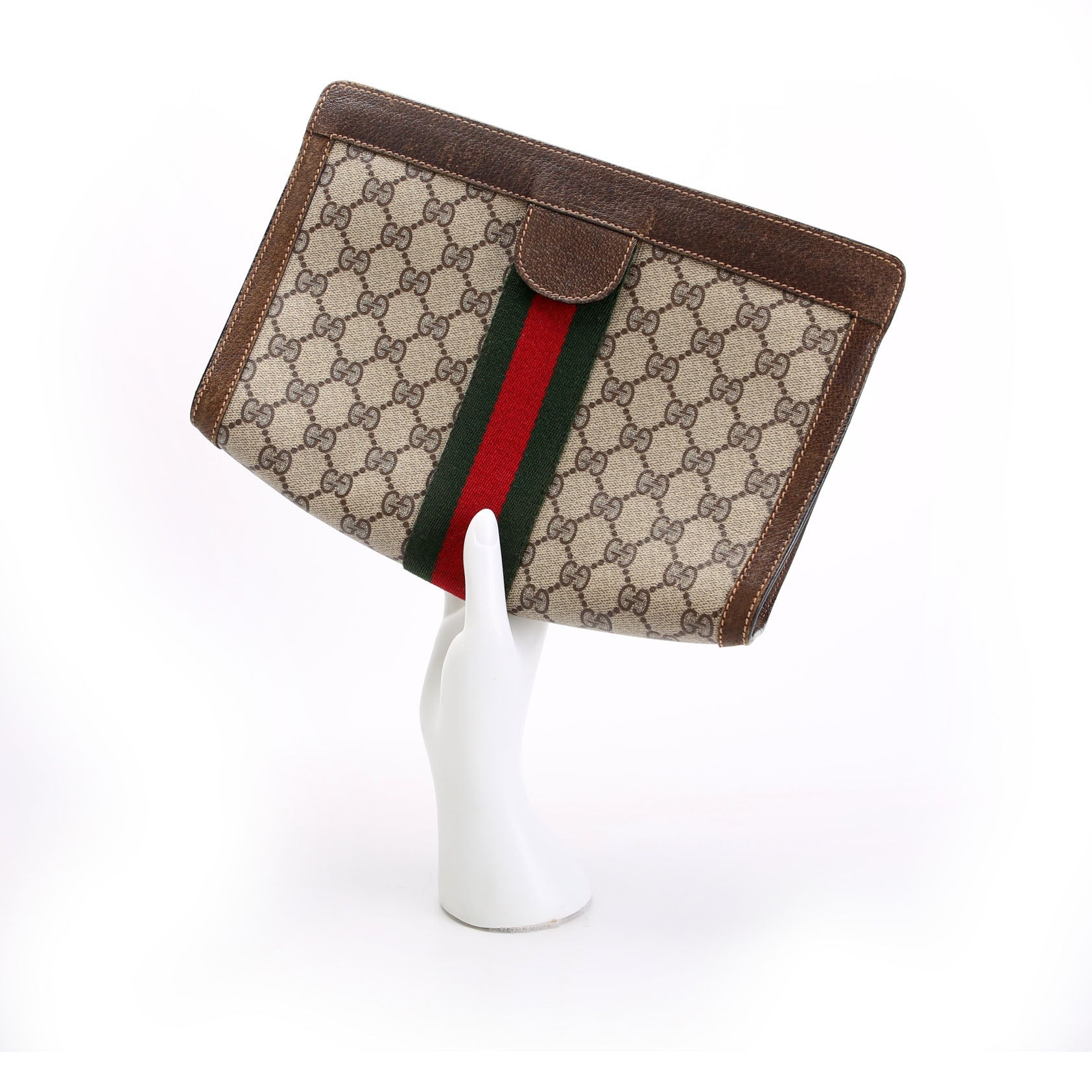 67.014.2125 FF Canvas Sherry Line Clutch Vintage Brown