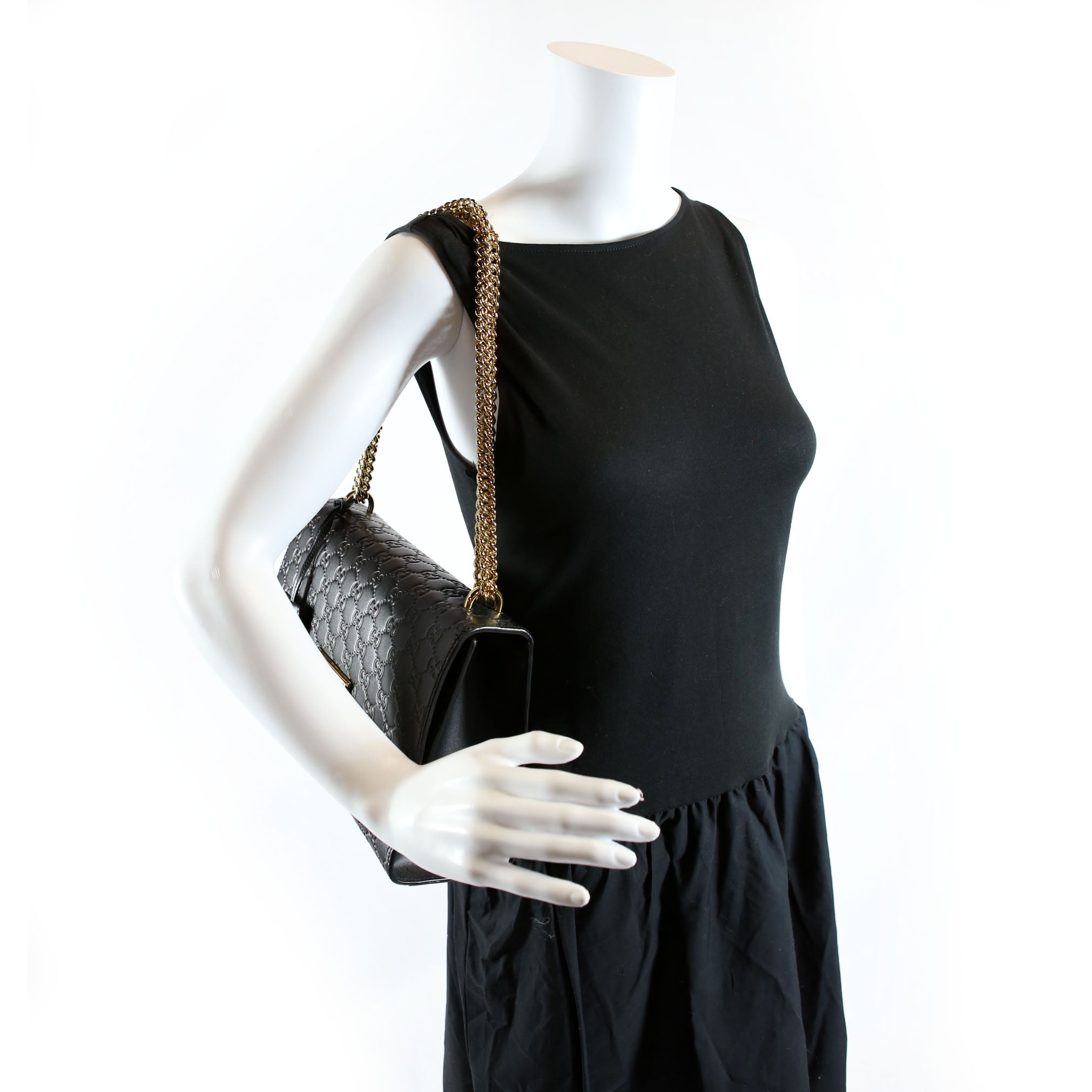 409486 Padlock Guccissima Medium Black