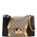 432679 GG Supreme Calfskin Padlock Medium Shoulder Bag Black/Gold