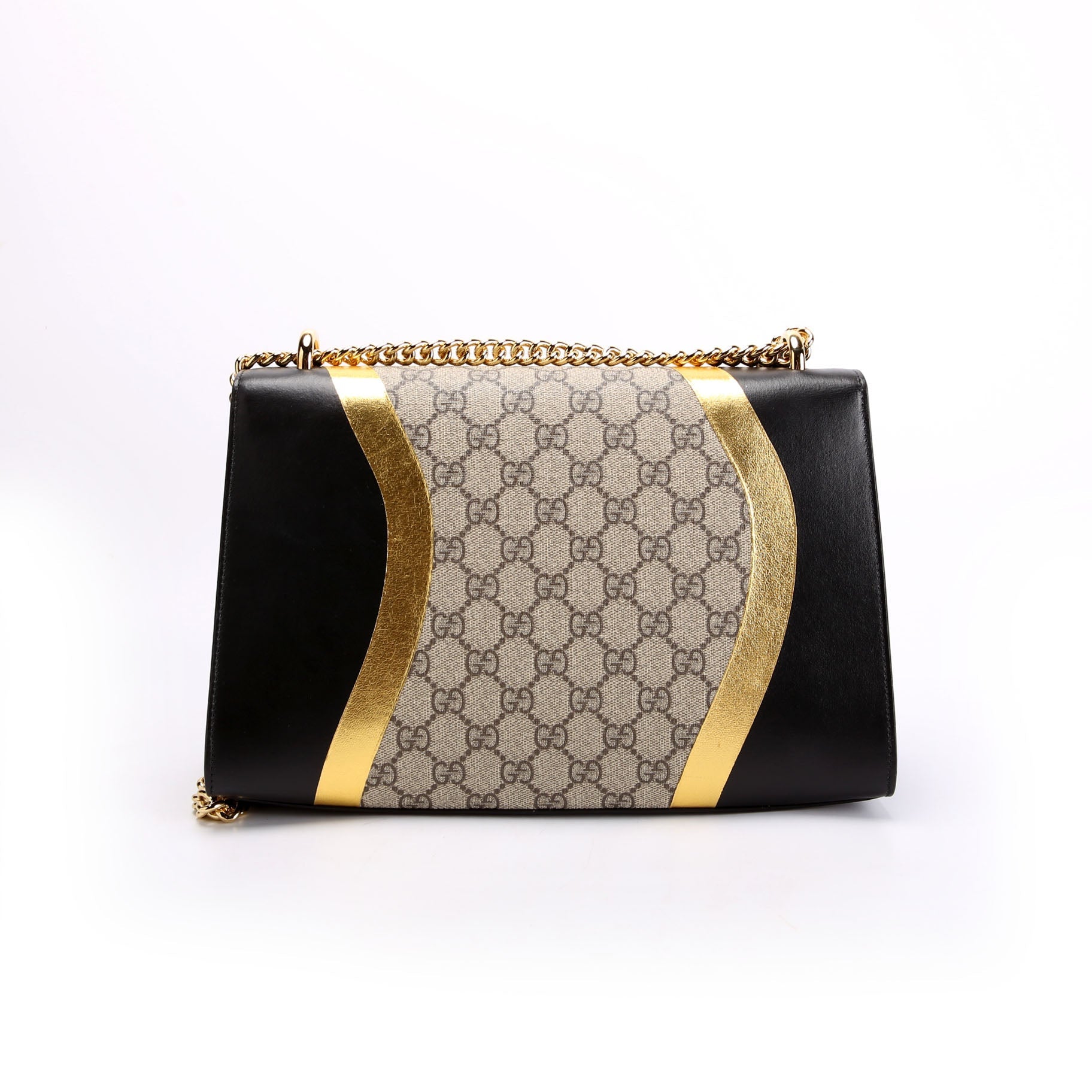 432679 GG Supreme Calfskin Padlock Medium Shoulder Bag Black/Gold