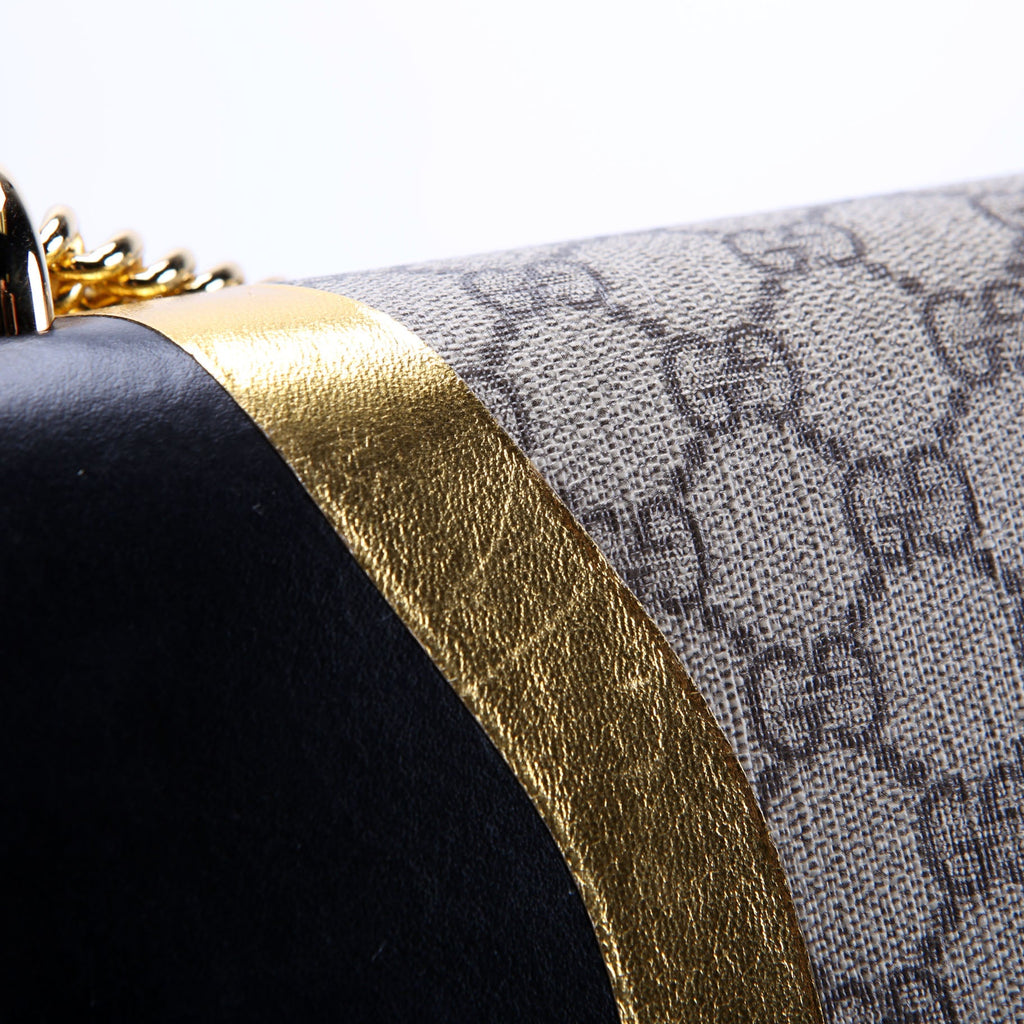 432679 GG Supreme Calfskin Padlock Medium Shoulder Bag Black/Gold