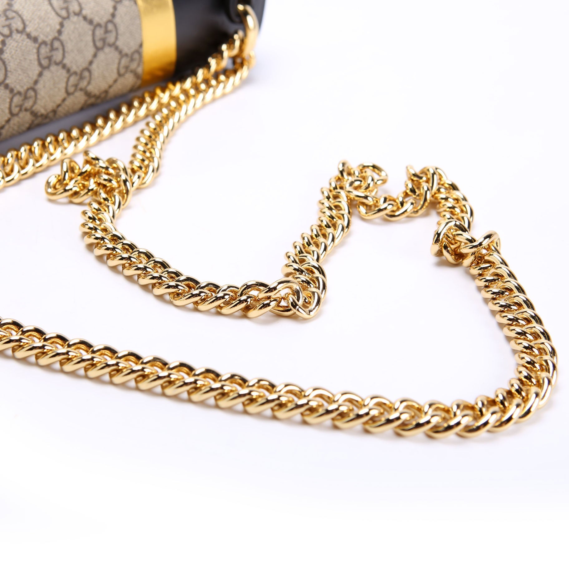 432679 GG Supreme Calfskin Padlock Medium Shoulder Bag Black/Gold