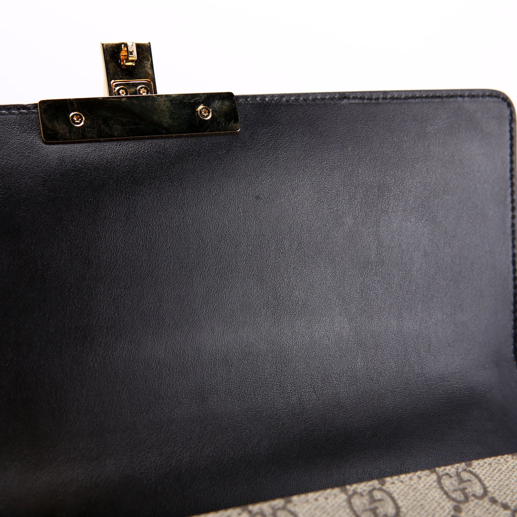 432679 GG Supreme Calfskin Padlock Medium Shoulder Bag Black/Gold