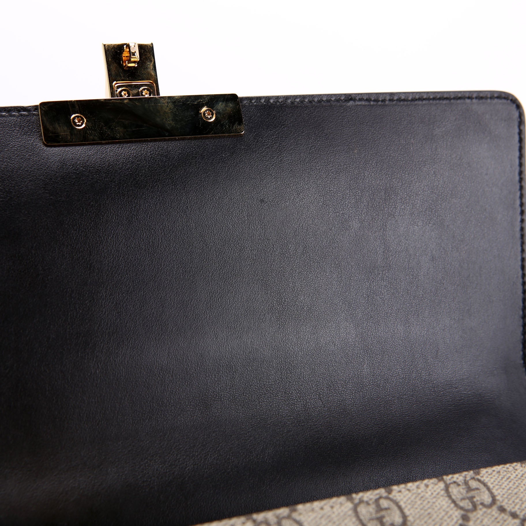 432679 GG Supreme Calfskin Padlock Medium Shoulder Bag Black/Gold