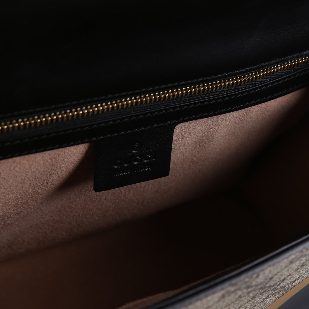 432679 GG Supreme Calfskin Padlock Medium Shoulder Bag Black/Gold