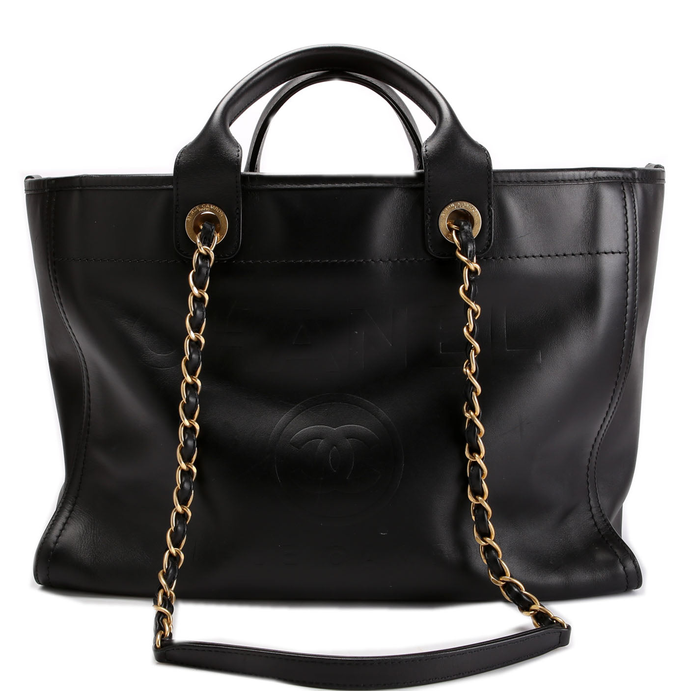 Deauville Embossed Calfskin Medium 31M Black