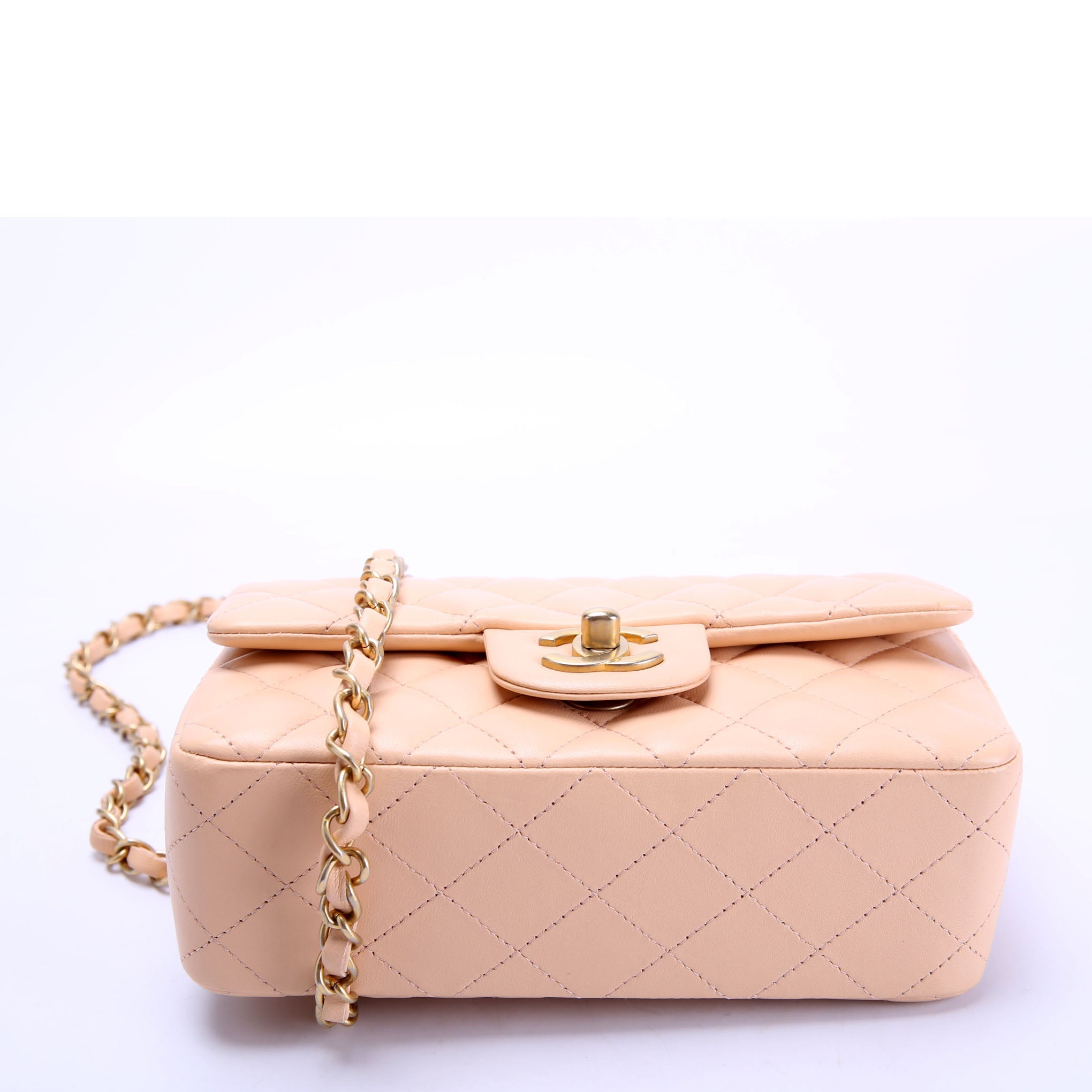 Classic Flap Mini Rectangle Lambskin 27M Tan