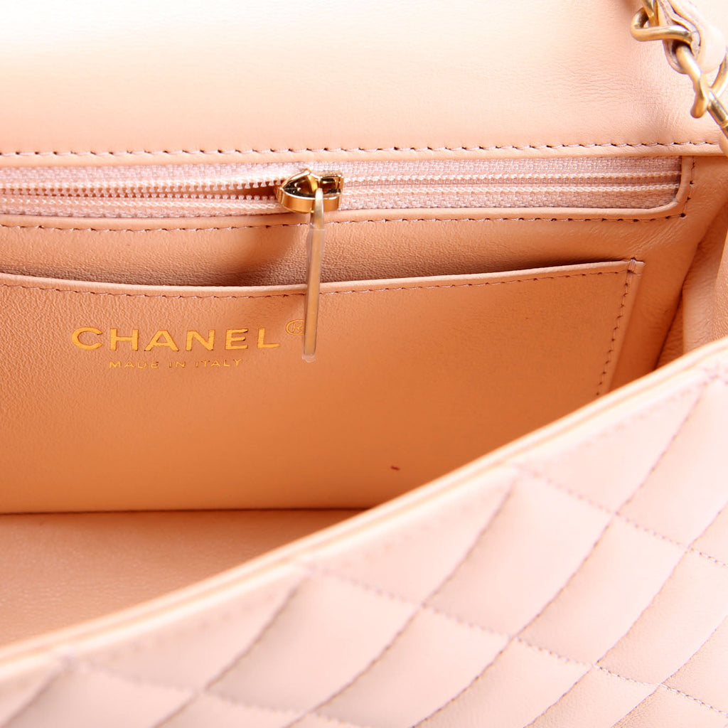 Classic Flap Mini Rectangle Lambskin 27M Tan