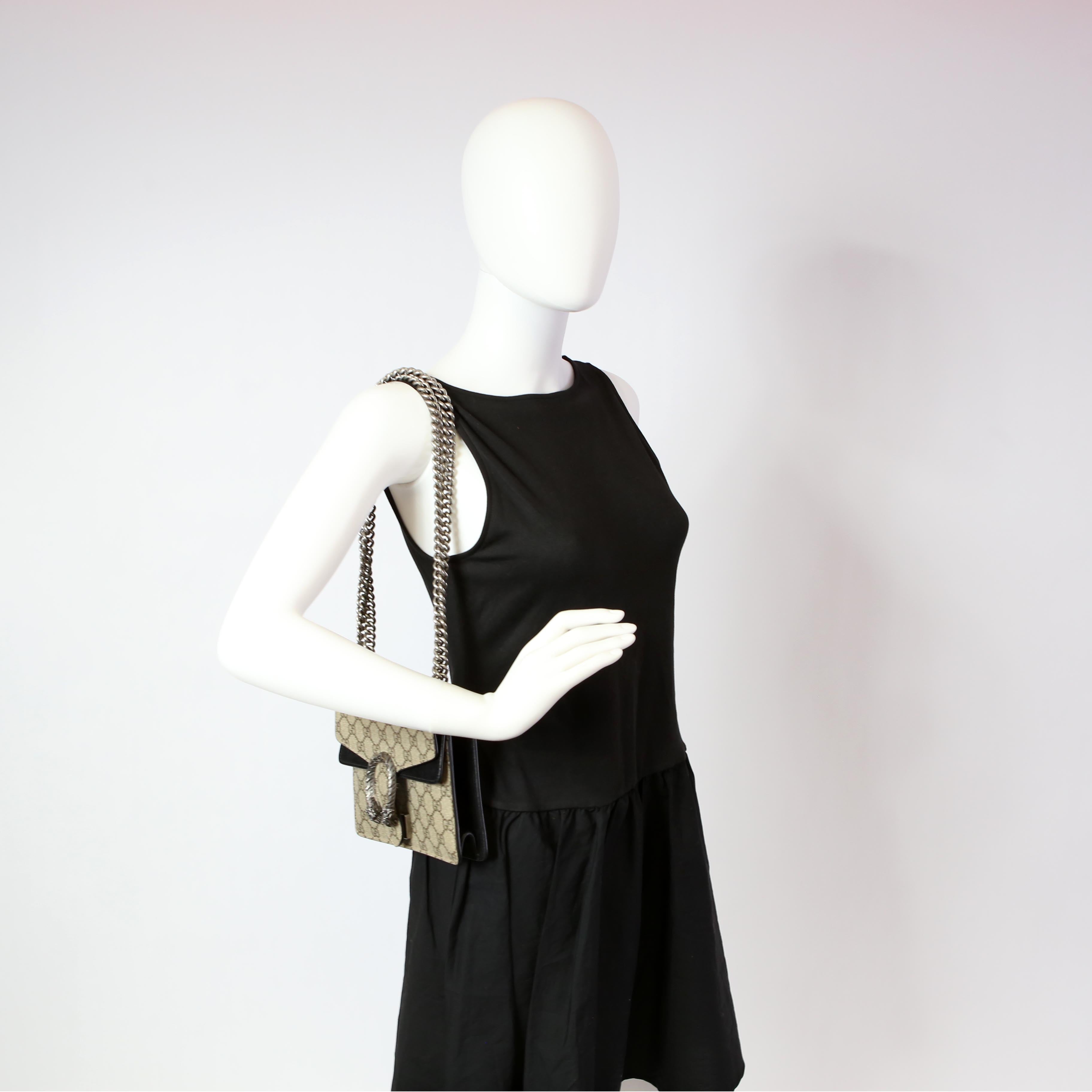 Gucci 421970 Dionysus GG Shoulder Mini Tan/Black