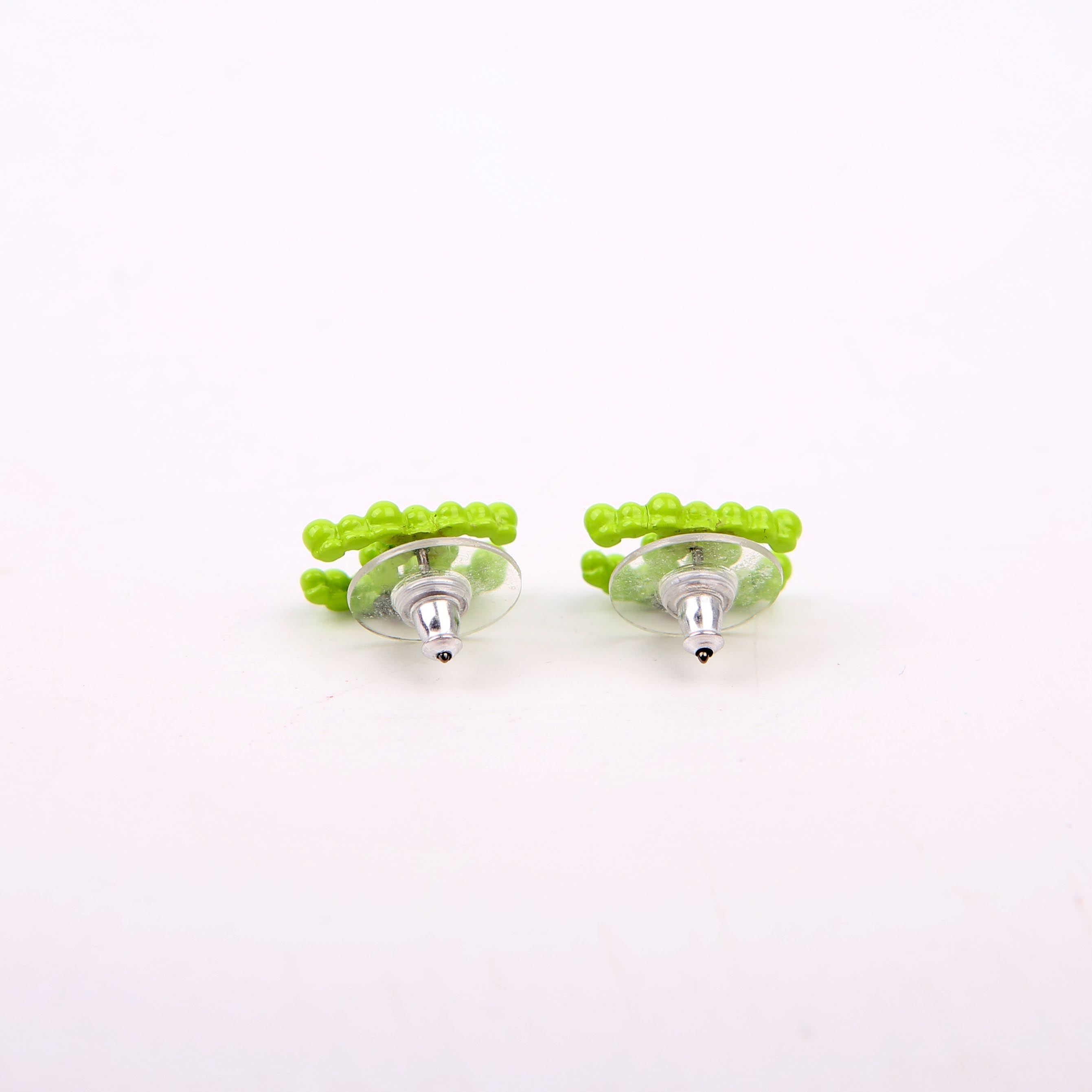 CC Resin Bead Earrings Green