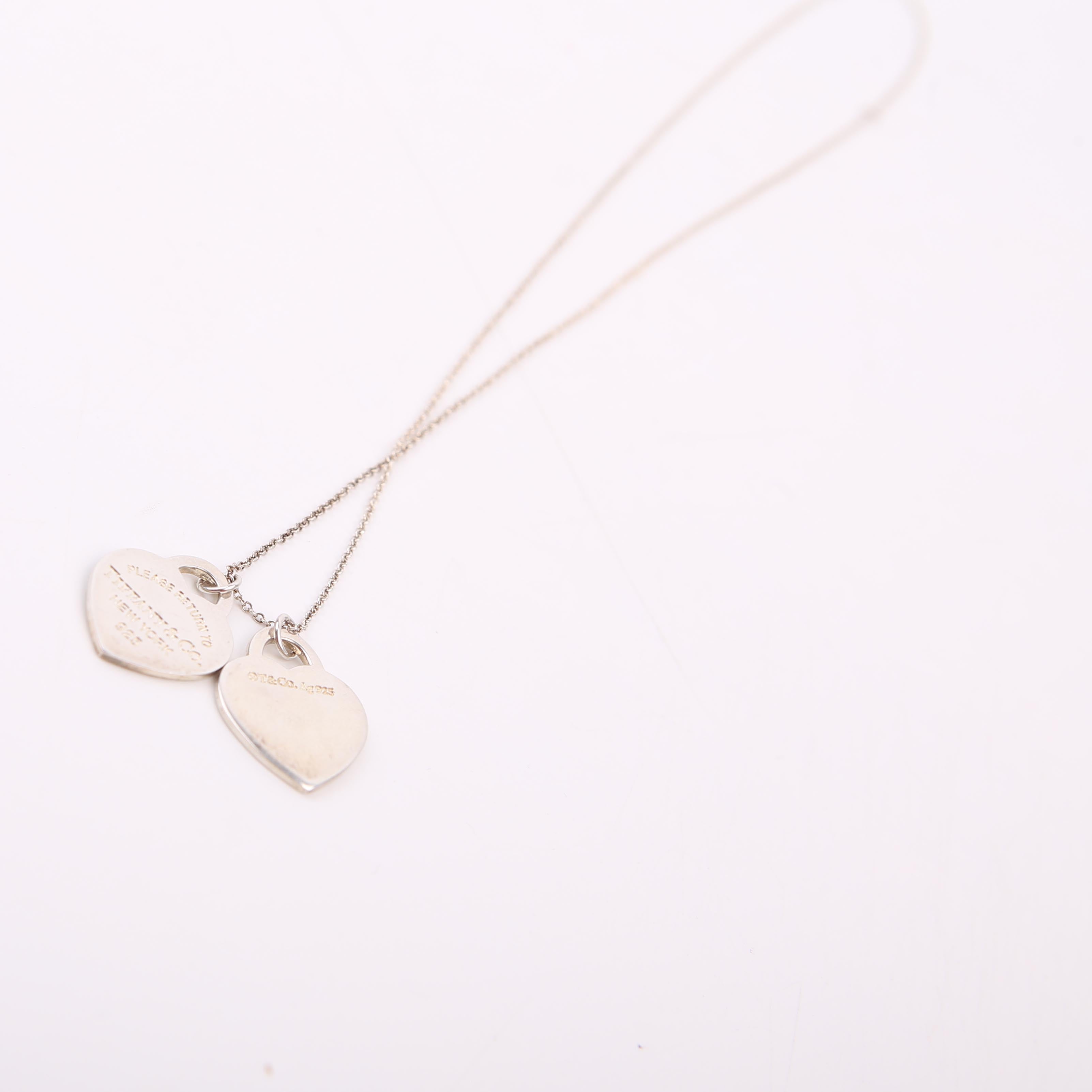 Please Return Double Heart Enamel Necklace 925