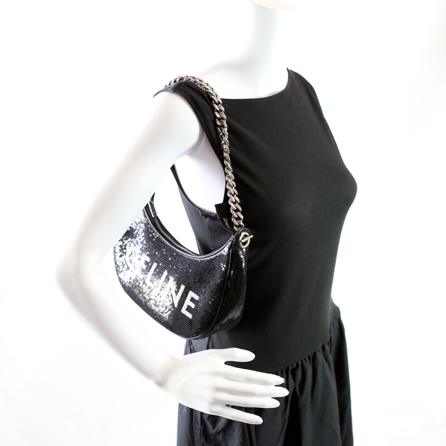Ava Sequin Medium Chain Black/White