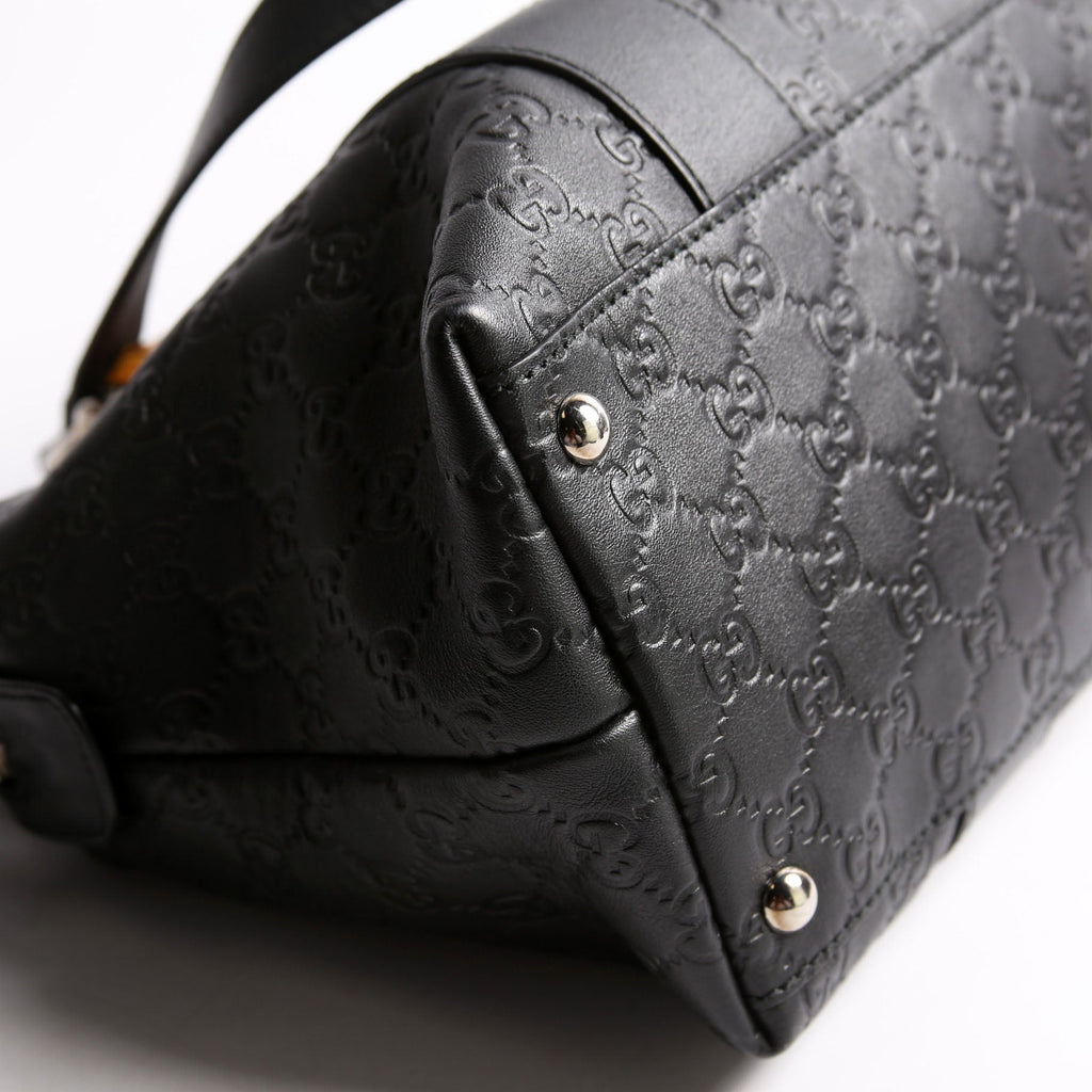 355772 Guccissima Bamboo Bar Tote Black